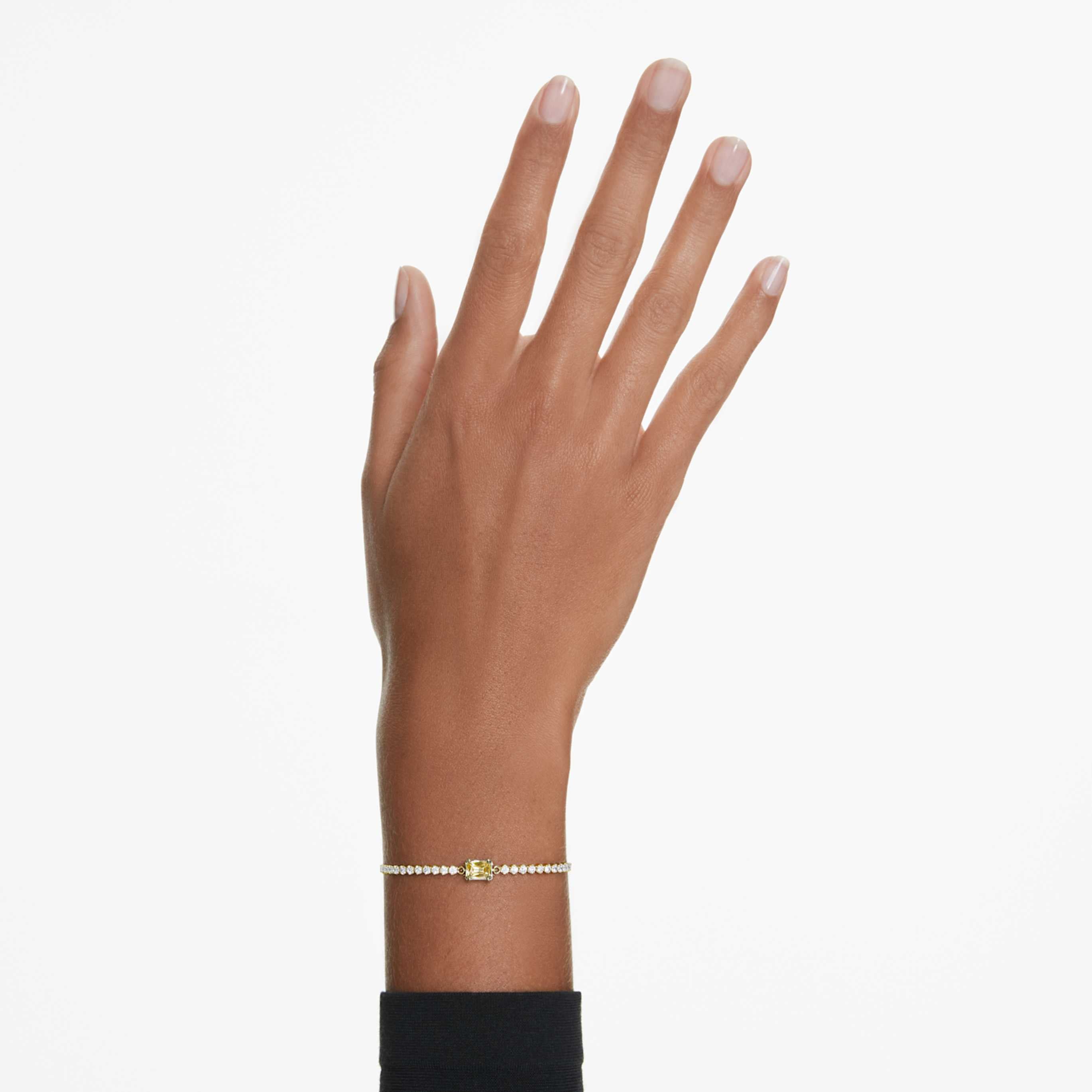 Swarovski Matrix bracelet Mixed cuts, Blue, Rhodium plated