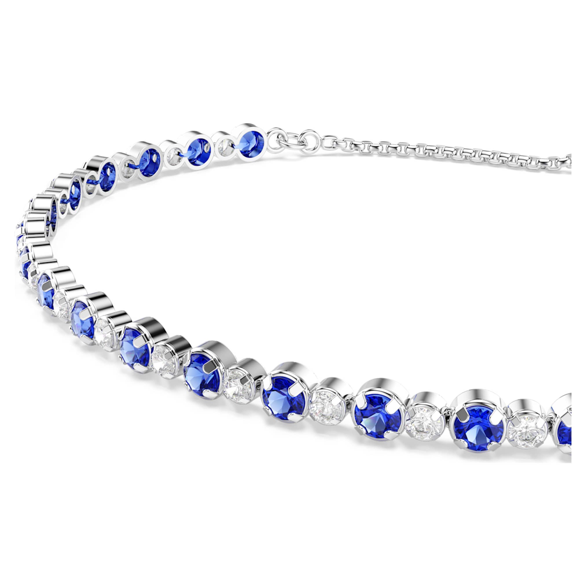 Swarovski Matrix Tennis bracelet Mixed round cuts, Blue, Rhodium plated