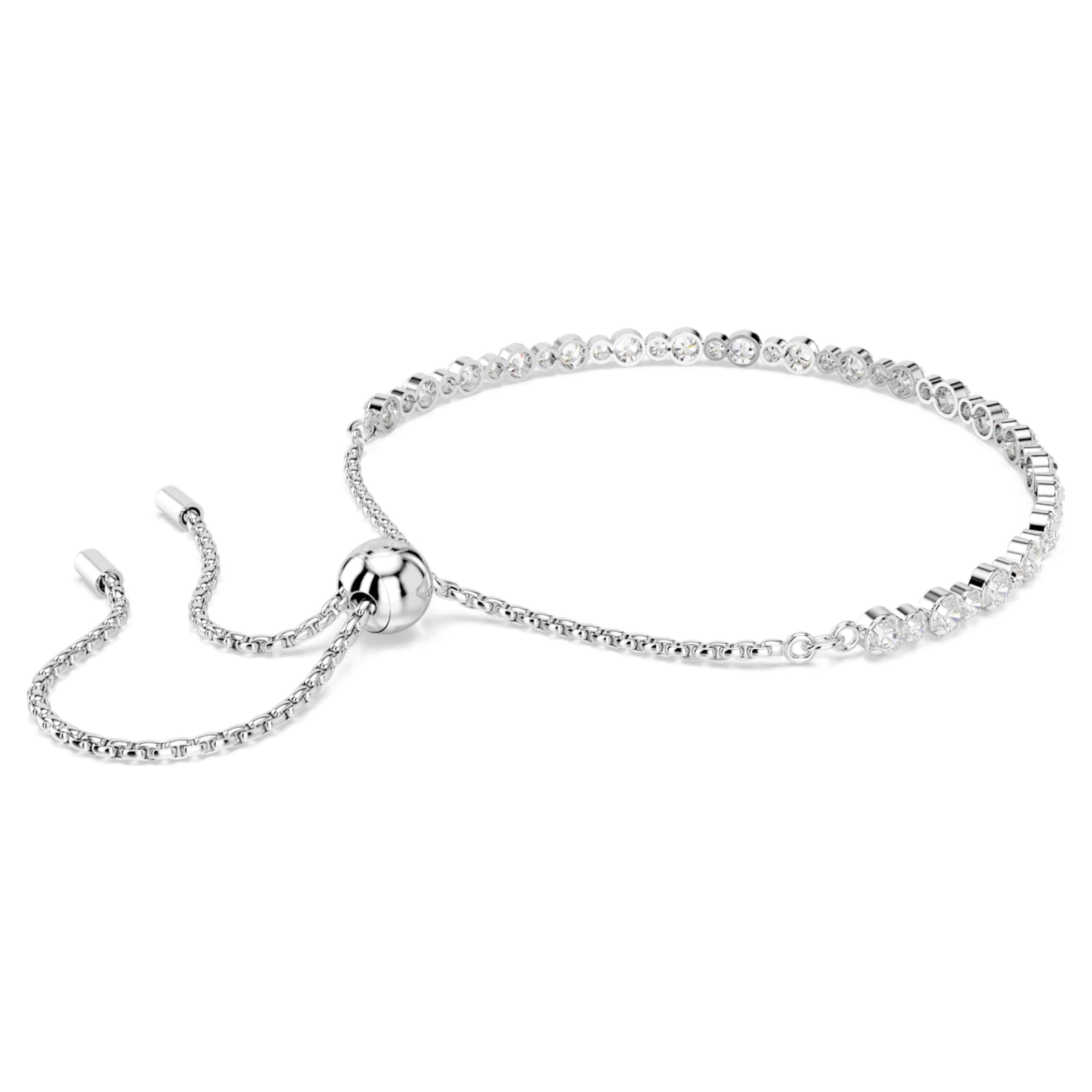Swarovski Matrix Tennis bracelet Mixed round cuts, White, Rhodium plated