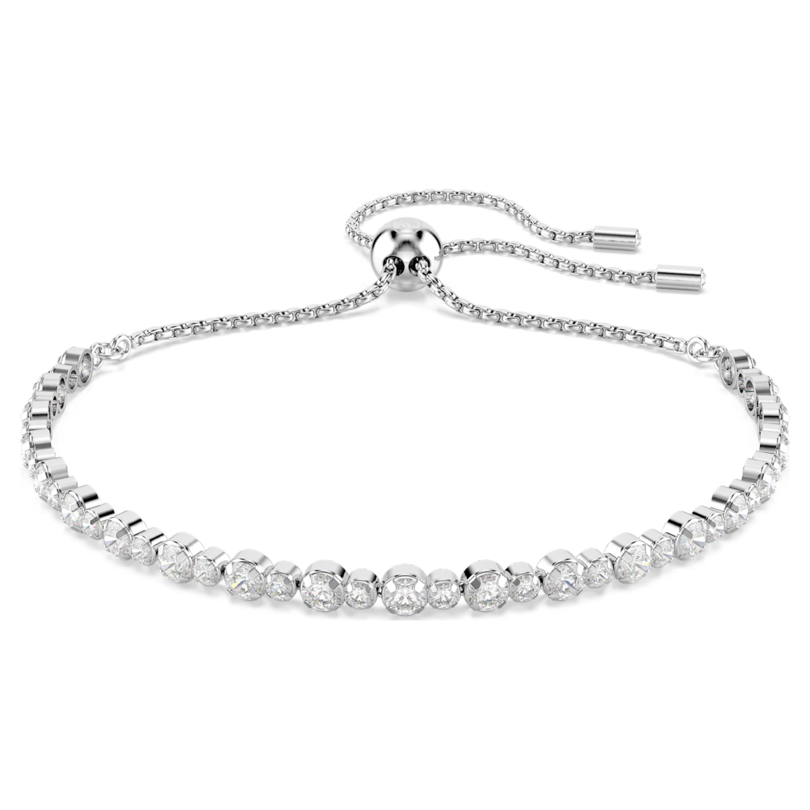 Swarovski Matrix Tennis bracelet Mixed round cuts, Blue, Rhodium plated