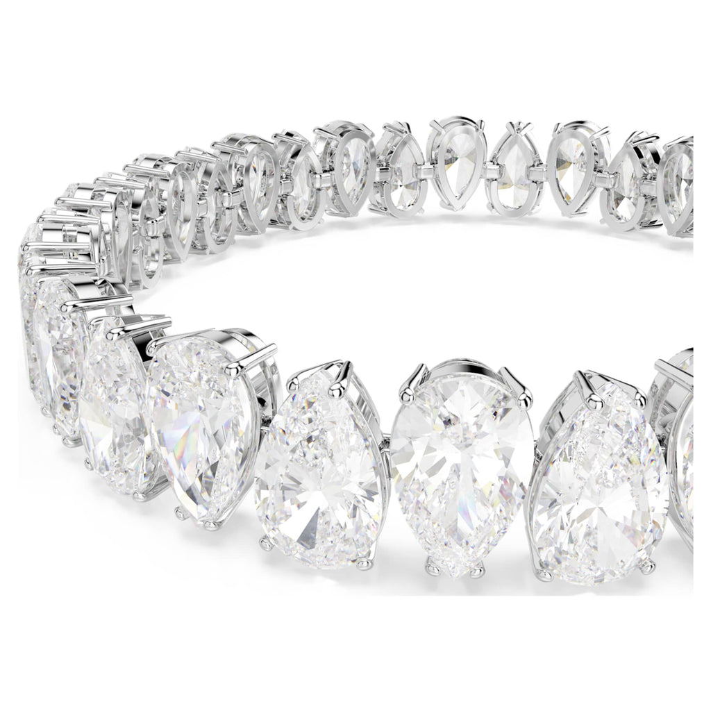 Swarovski Matrix Tennis bracelet Pear cut, White, Rhodium plated