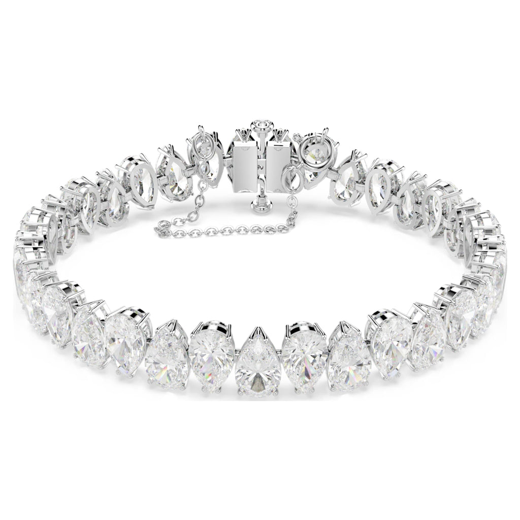 Swarovski Matrix Tennis bracelet Pear cut, White, Rhodium plated