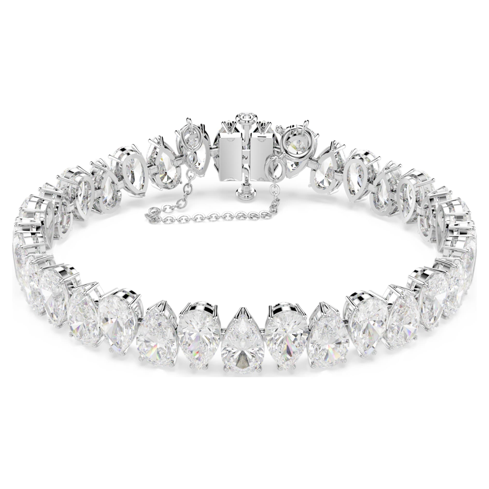 Swarovski Matrix Tennis bracelet Pear cut, White, Rhodium plated