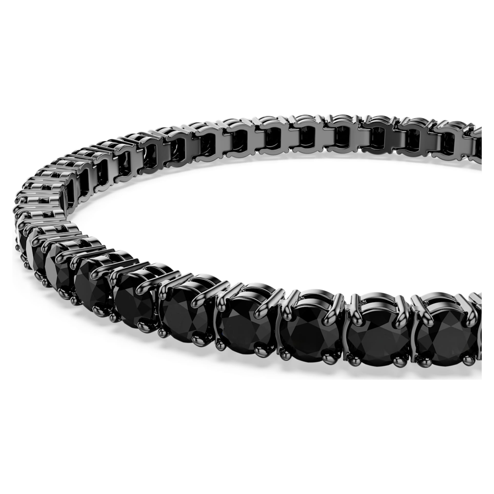 Swarovski Matrix Tennis bracelet Round cut, Black, Ruthenium plated