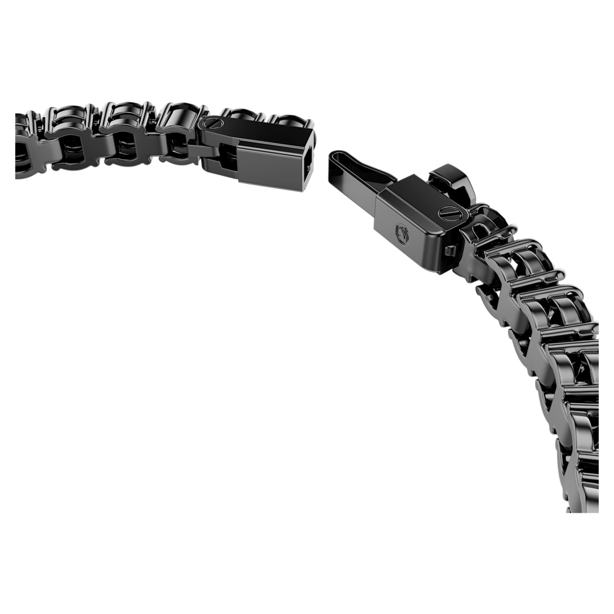Swarovski Matrix Tennis bracelet Round cut, Black, Ruthenium plated