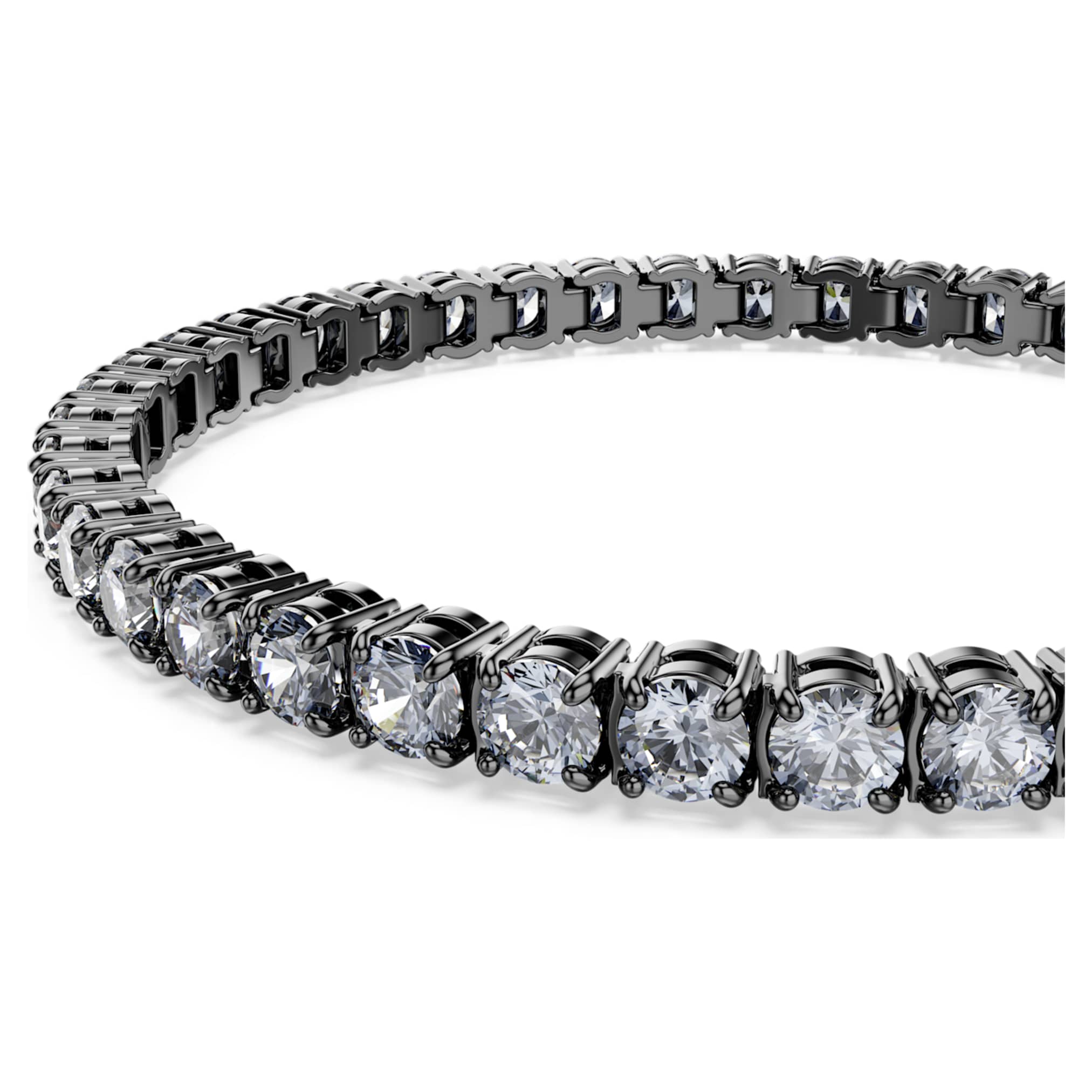 Swarovski Matrix Tennis bracelet Round cut, Gray, Ruthenium plated