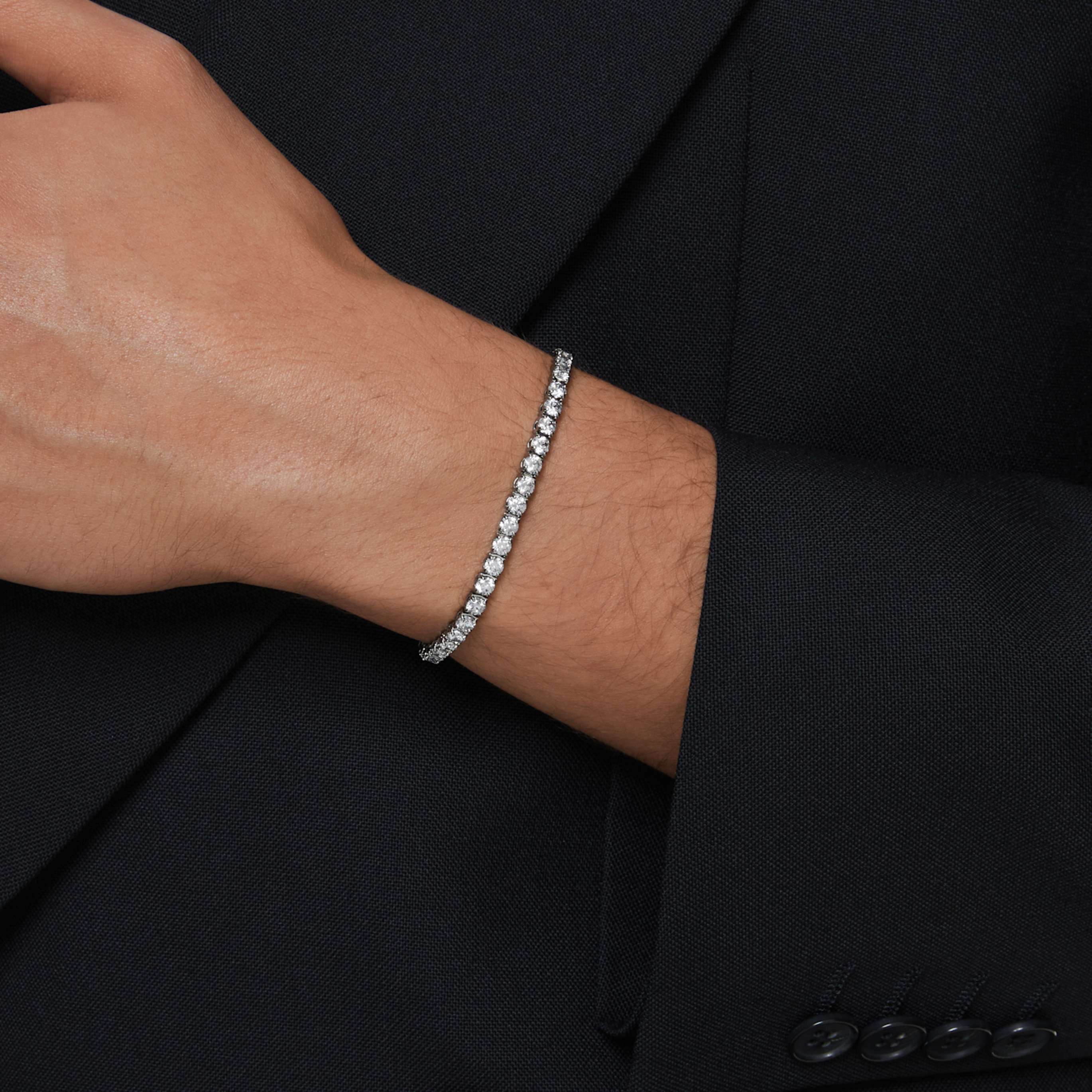 Swarovski Matrix Tennis bracelet Round cut, Gray, Ruthenium plated