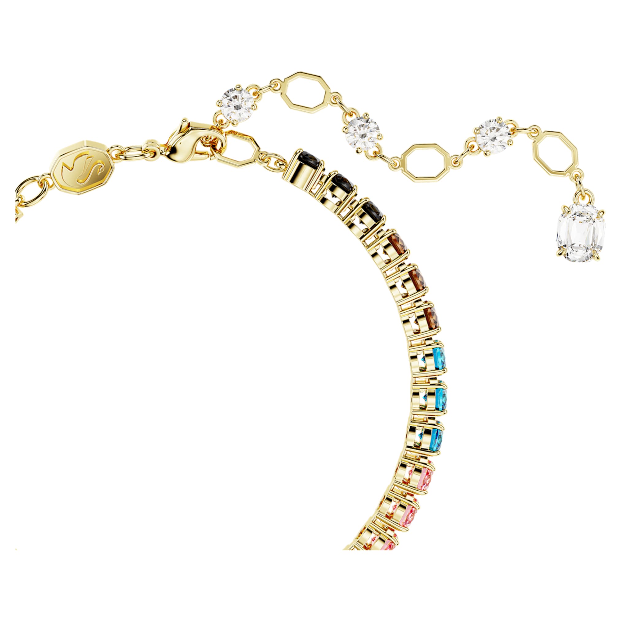 Swarovski Matrix Tennis bracelet Round cut, Multicolored, 18K gold finish