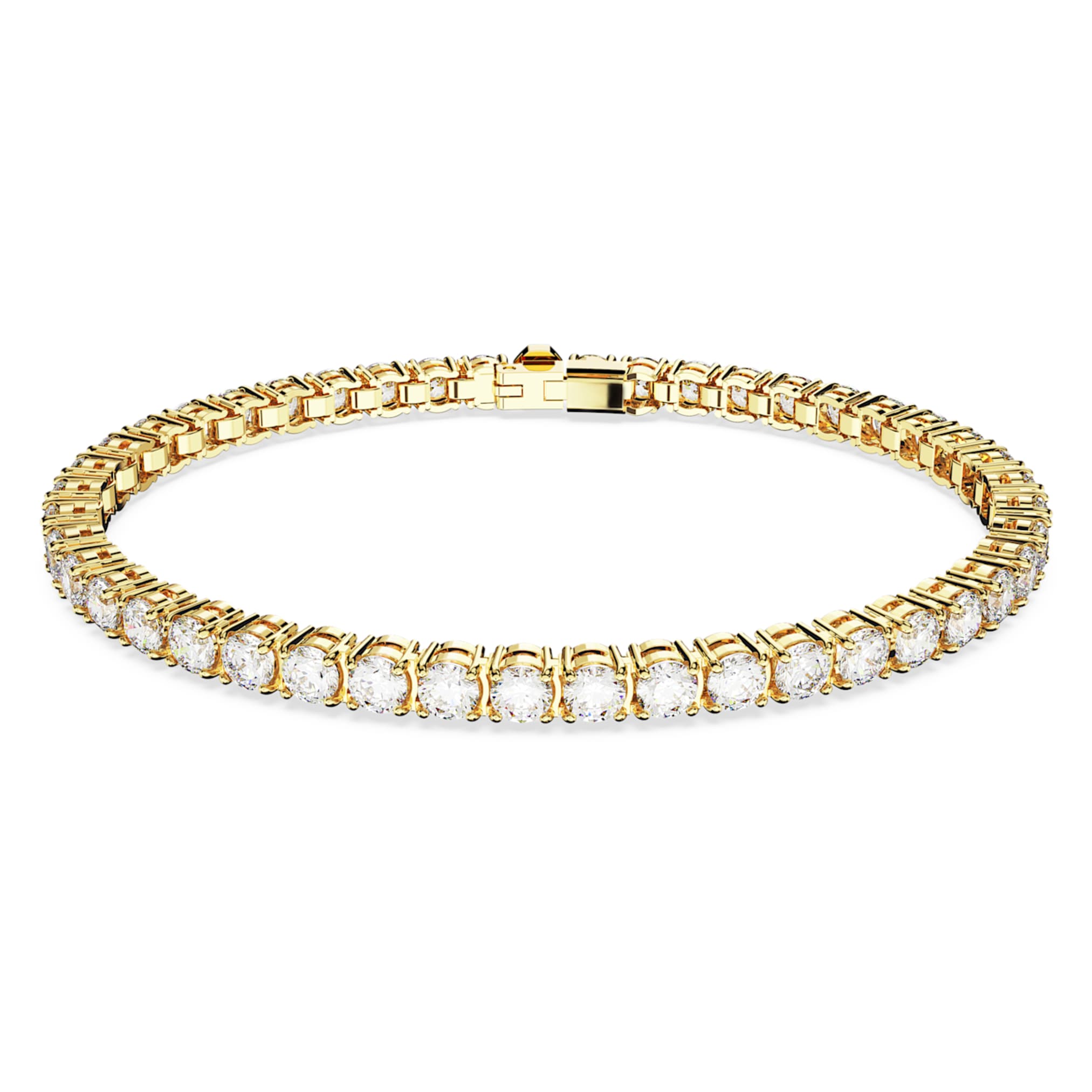 Swarovski Matrix Tennis bracelet Round cut, White, 18K gold finish