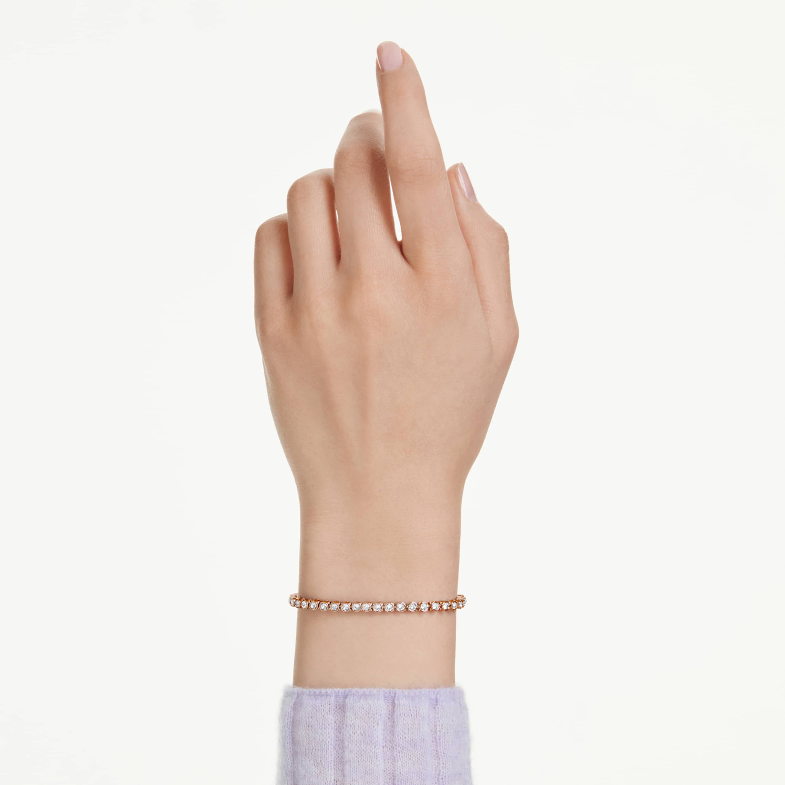 Swarovski Matrix Tennis bracelet Round cut, White, Rhodium plated