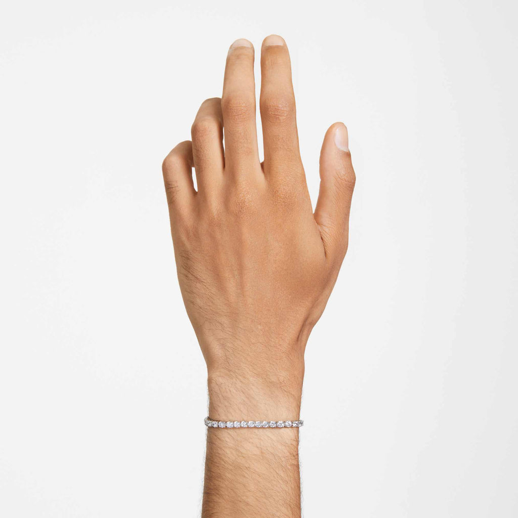 Swarovski Matrix Tennis bracelet Round cut, White, Rhodium plated