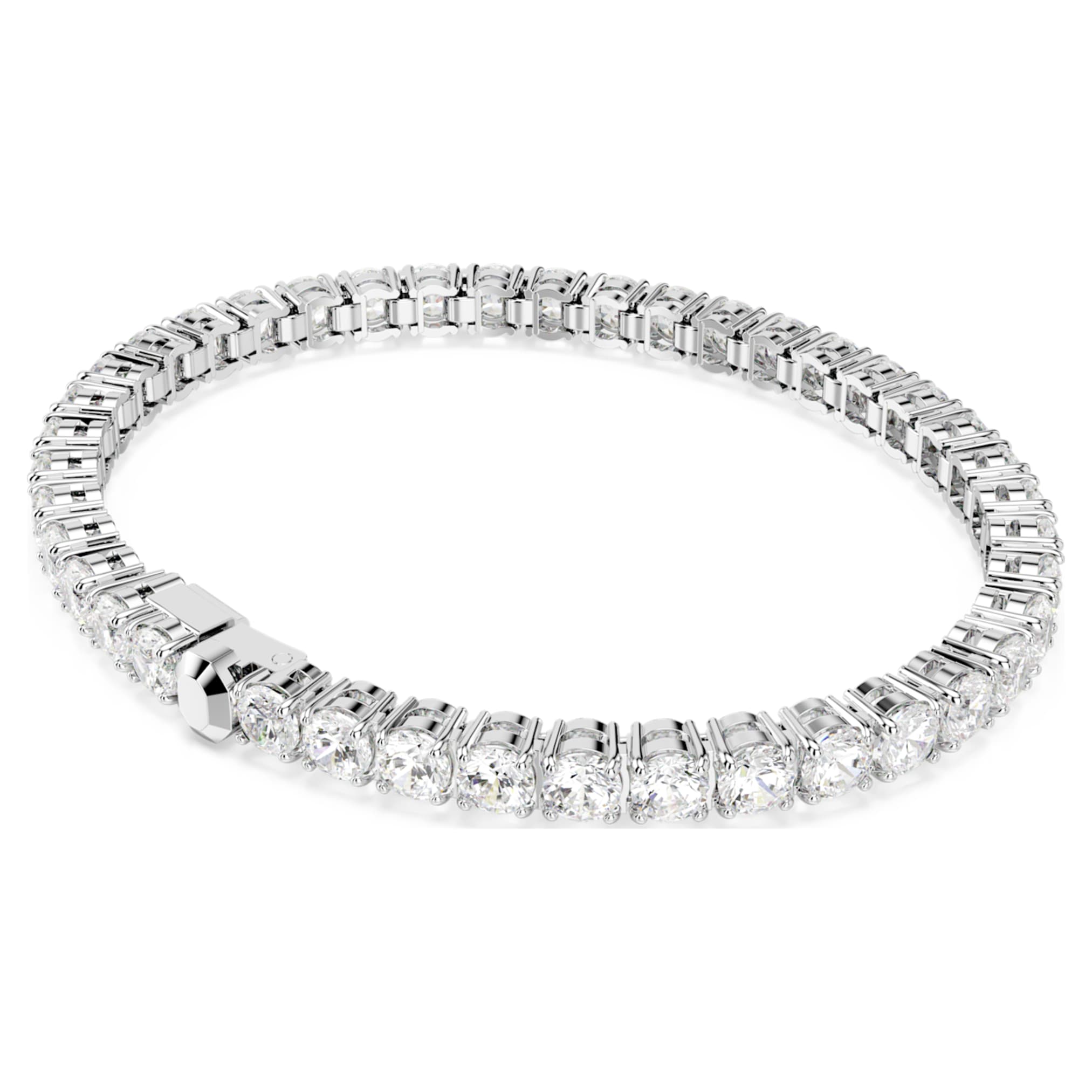Swarovski Matrix Tennis bracelet Round cut, White, Rhodium plated