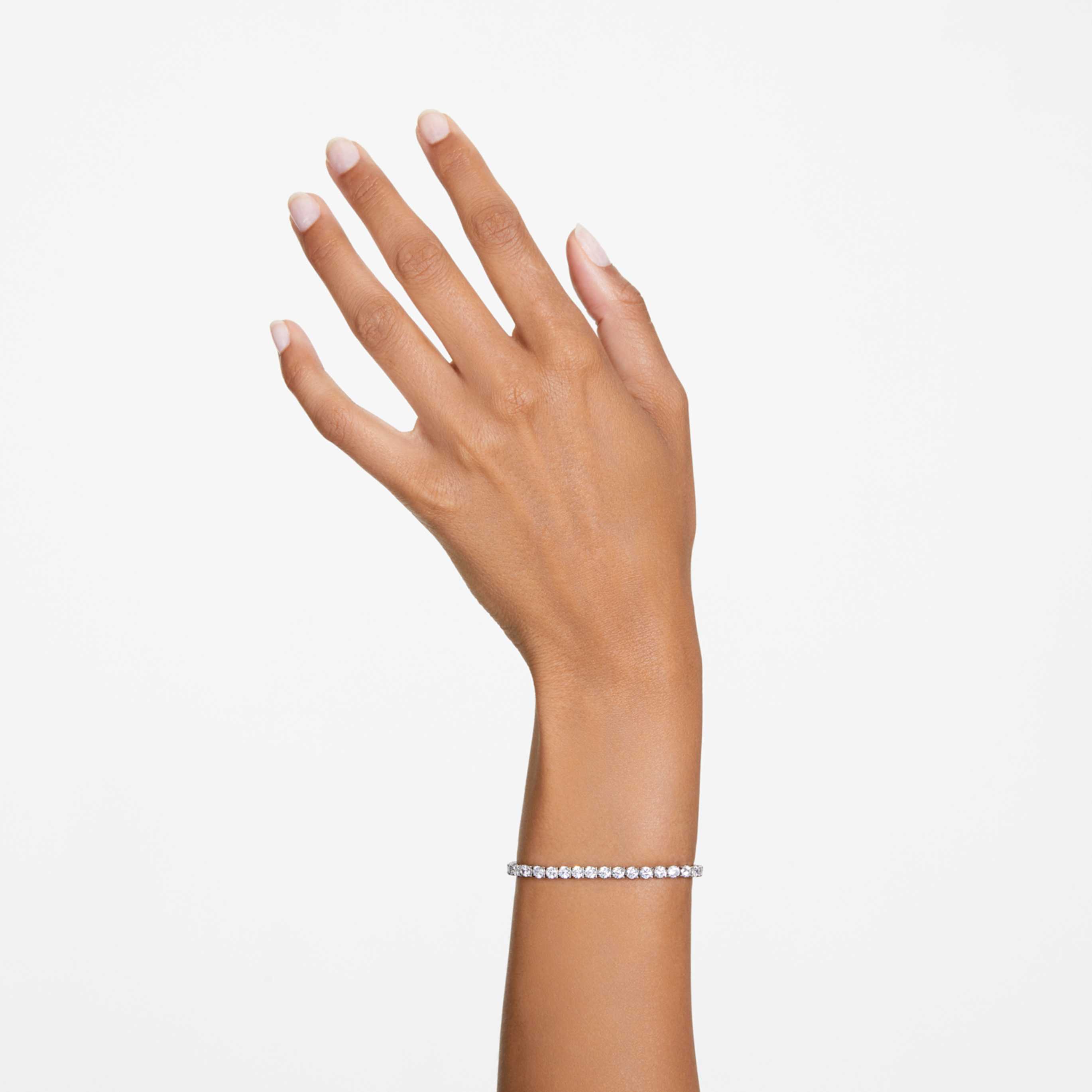 Swarovski Matrix Tennis bracelet Round cut, White, 18K rose gold finish