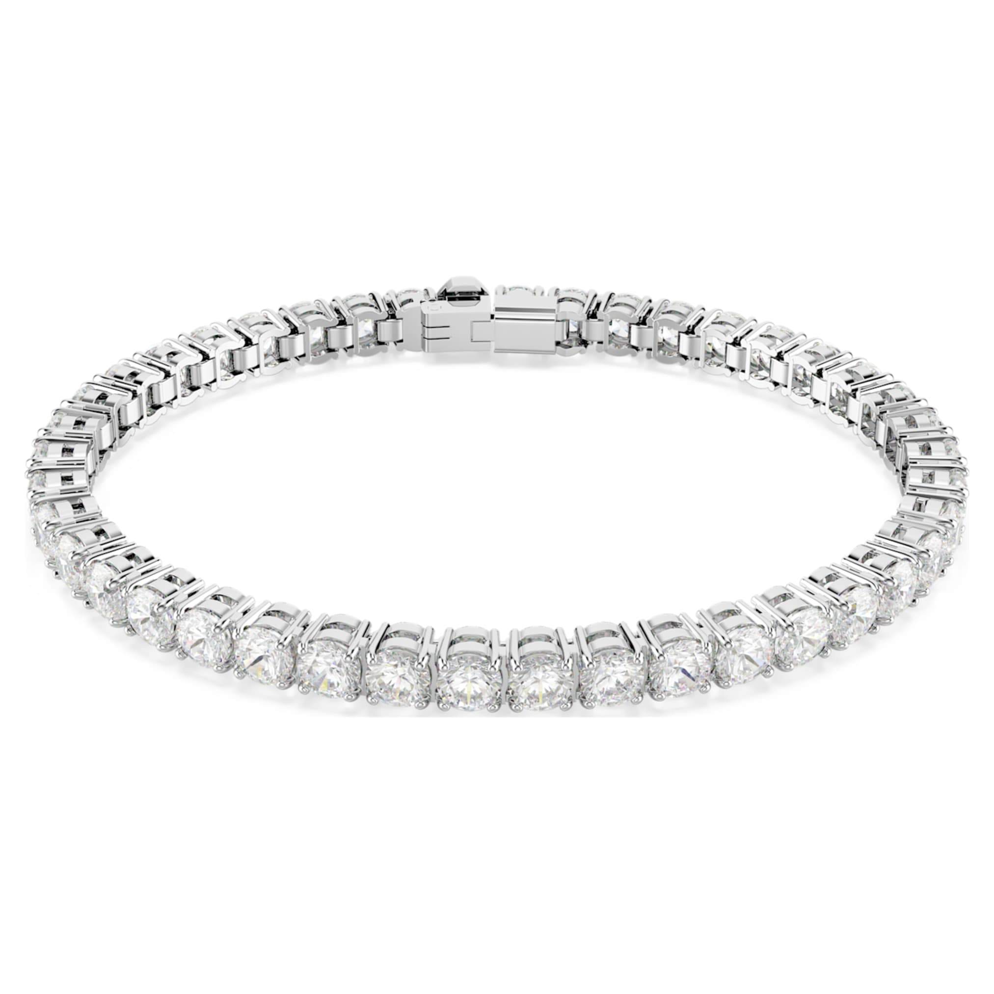 Swarovski Matrix Tennis bracelet Round cut, White, Rhodium plated