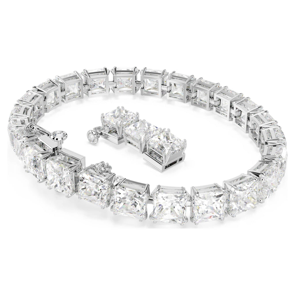 Swarovski Matrix Tennis bracelet White, Rhodium plated