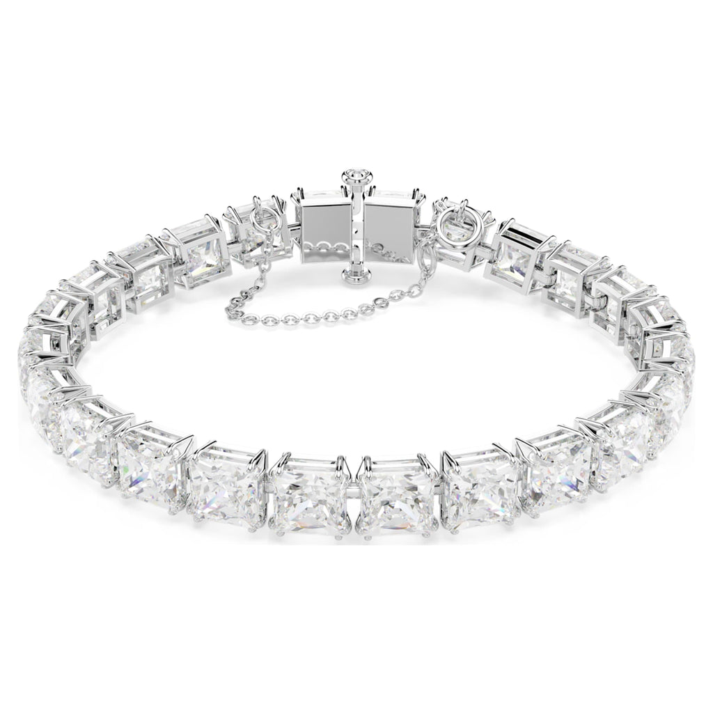 Swarovski Matrix Tennis bracelet White, Rhodium plated