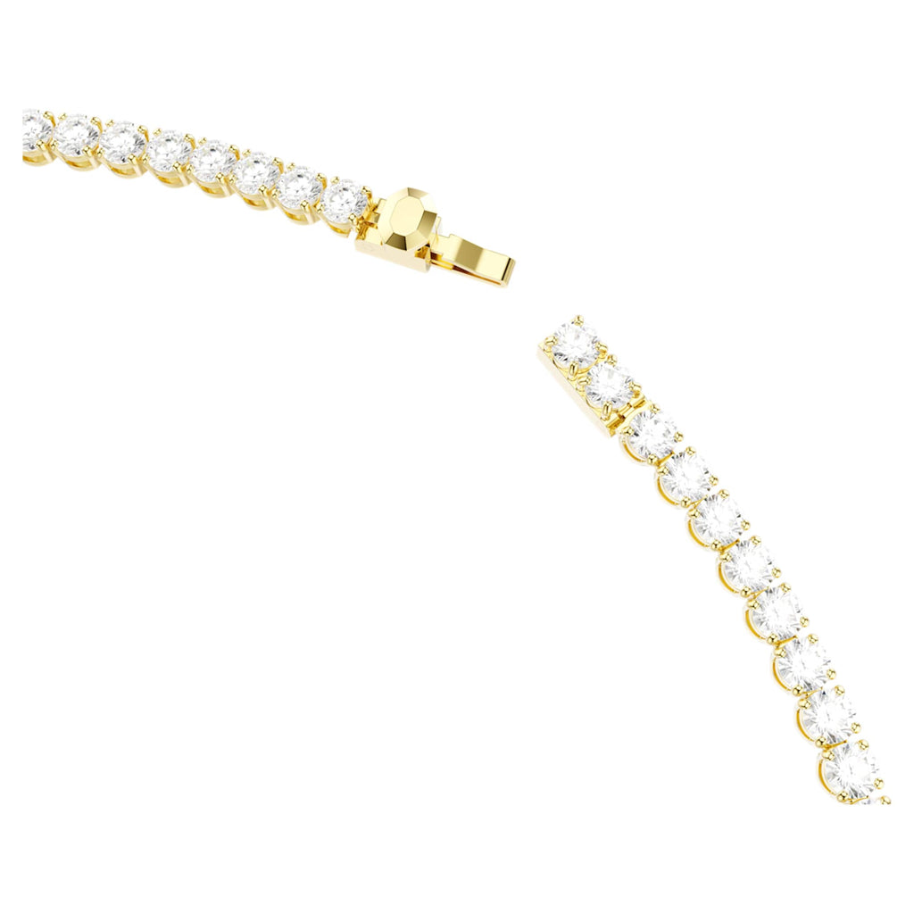 Swarovski Matrix Tennis necklace Round cut, White, 18K gold finish