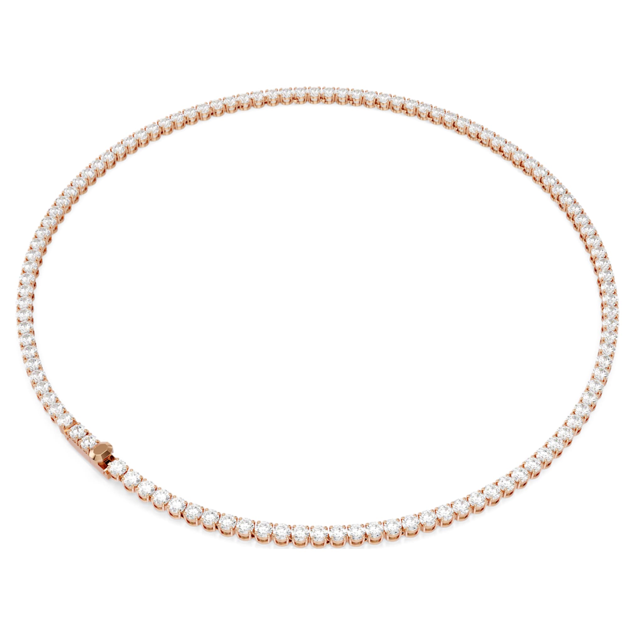 Swarovski Matrix Tennis necklace Round cut, White, 18K rose gold finish