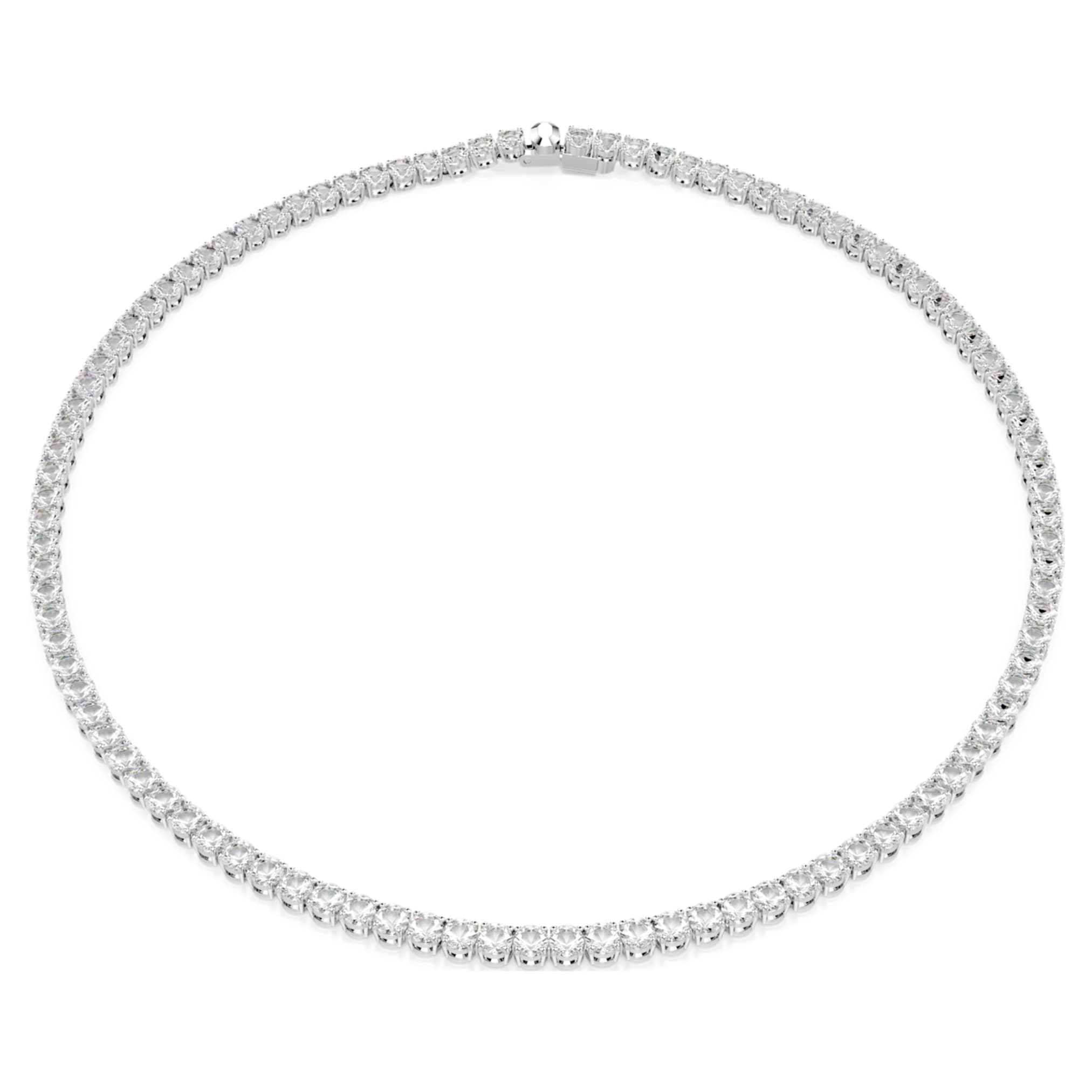 Swarovski Matrix Tennis necklace Round cut, White, Rhodium plated