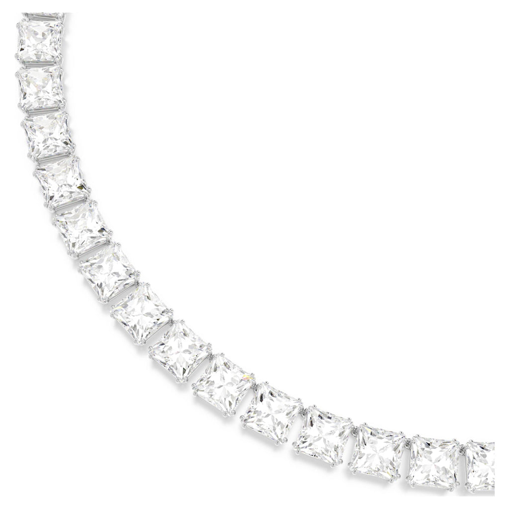 Swarovski Matrix Tennis necklace Square cut, White, Rhodium plated