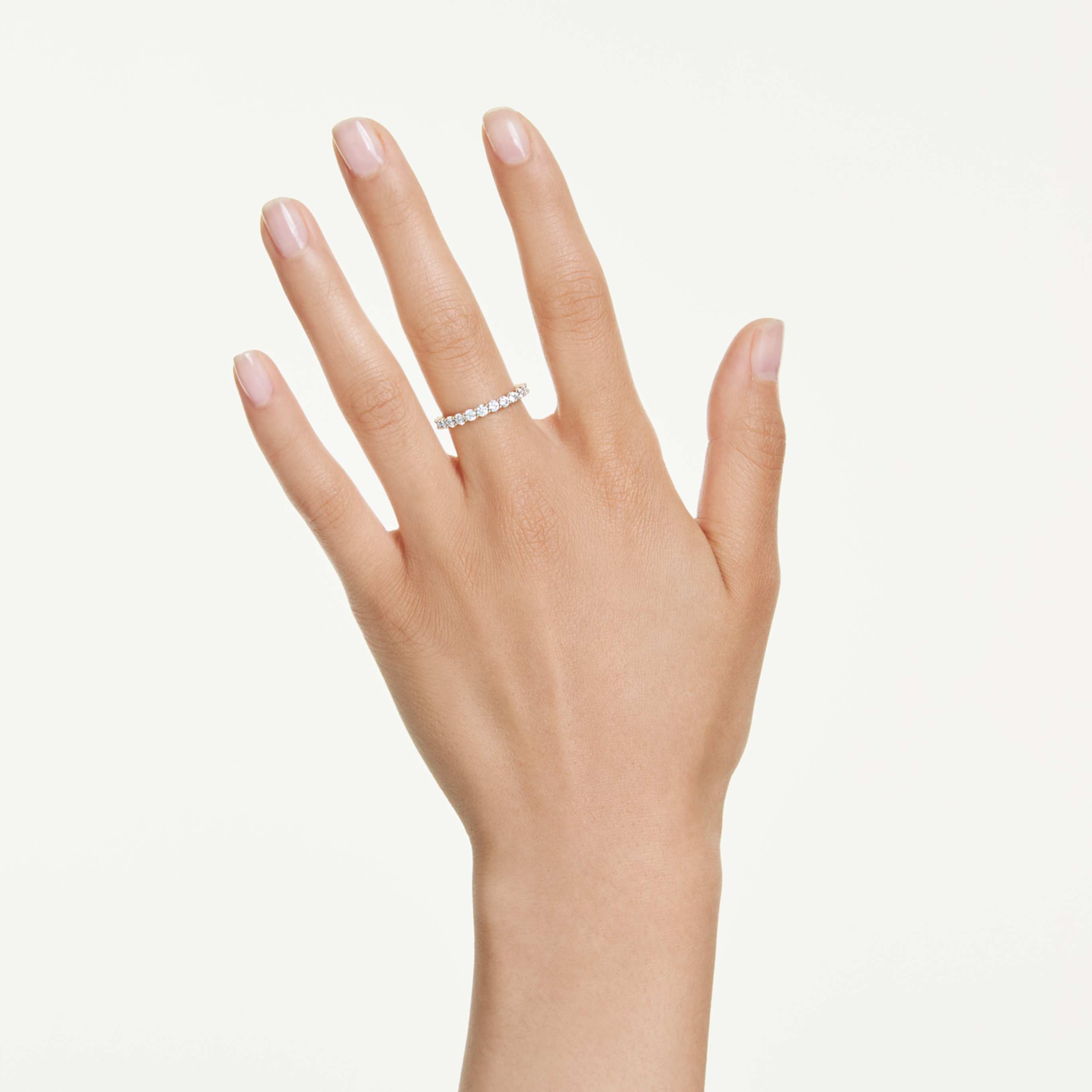 Swarovski Matrix Vittore band ring Round cut, White, 18K gold finish