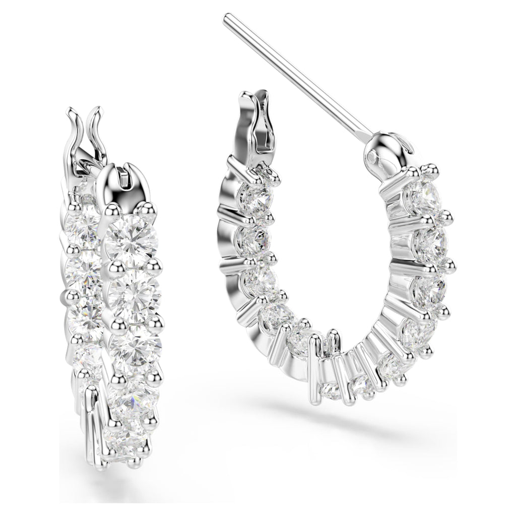 Swarovski Matrix Vittore hoop earrings Round cut, White, Rhodium plated