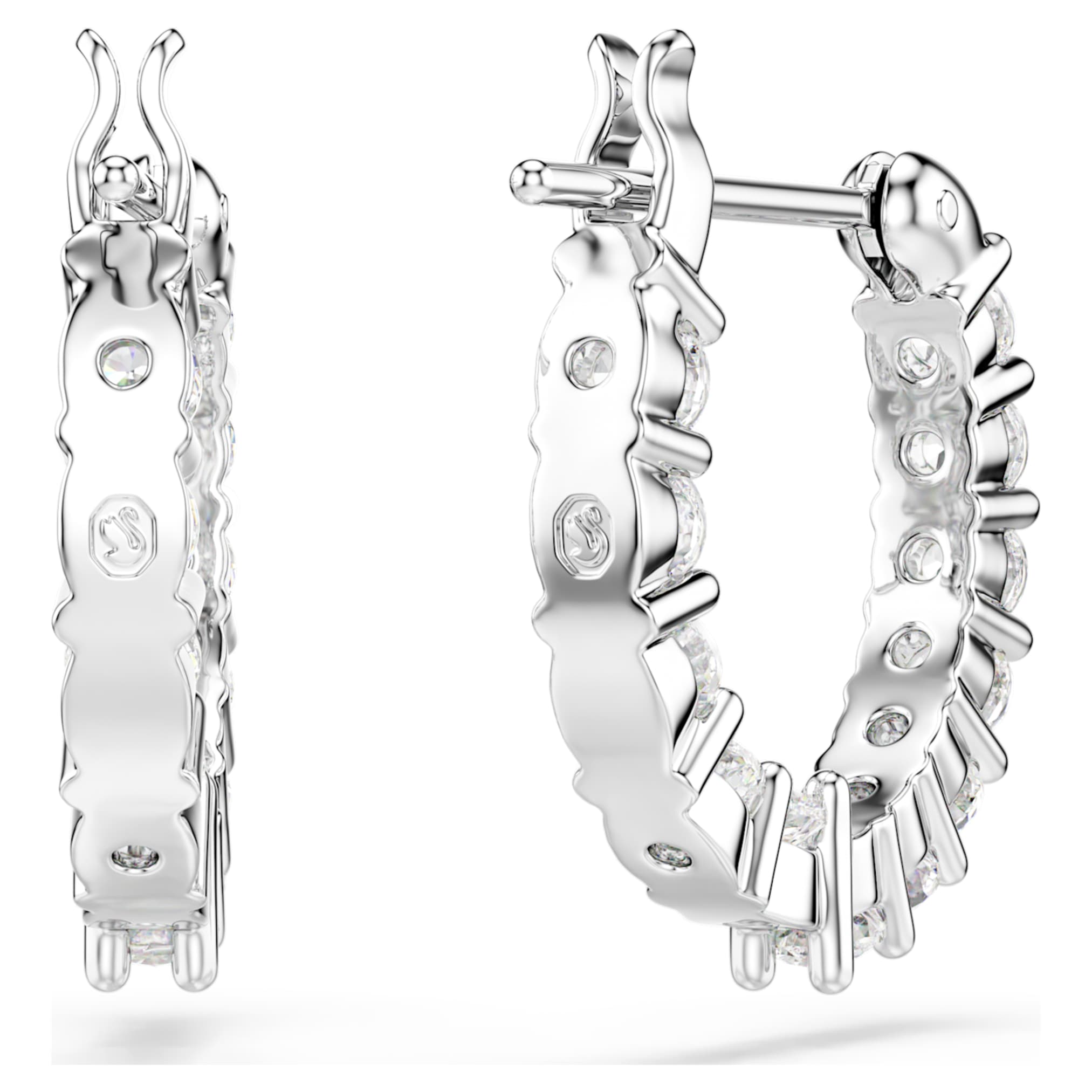 Swarovski Matrix Vittore hoop earrings Round cut, White, Rhodium plated