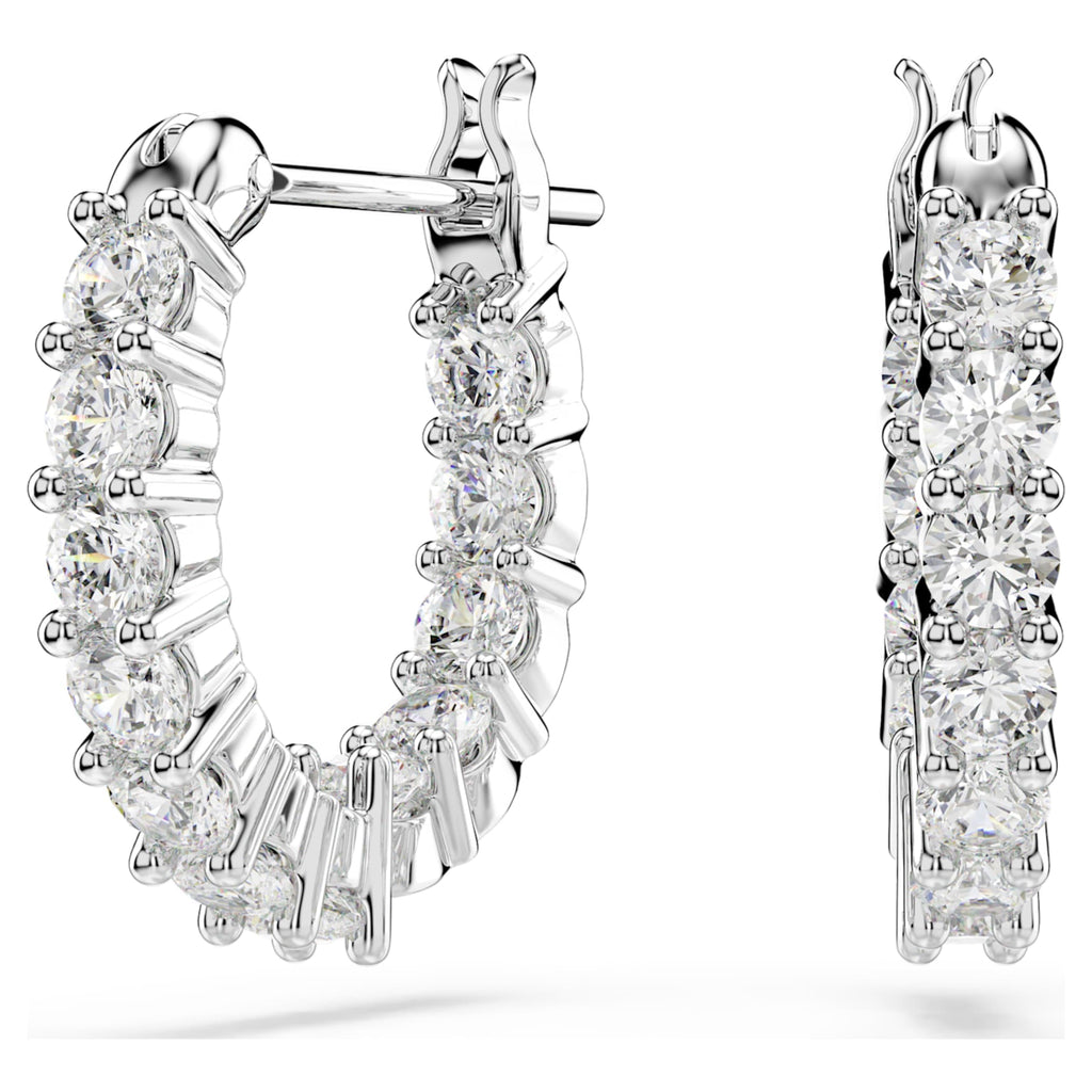 Swarovski Matrix Vittore hoop earrings Round cut, White, Rhodium plated