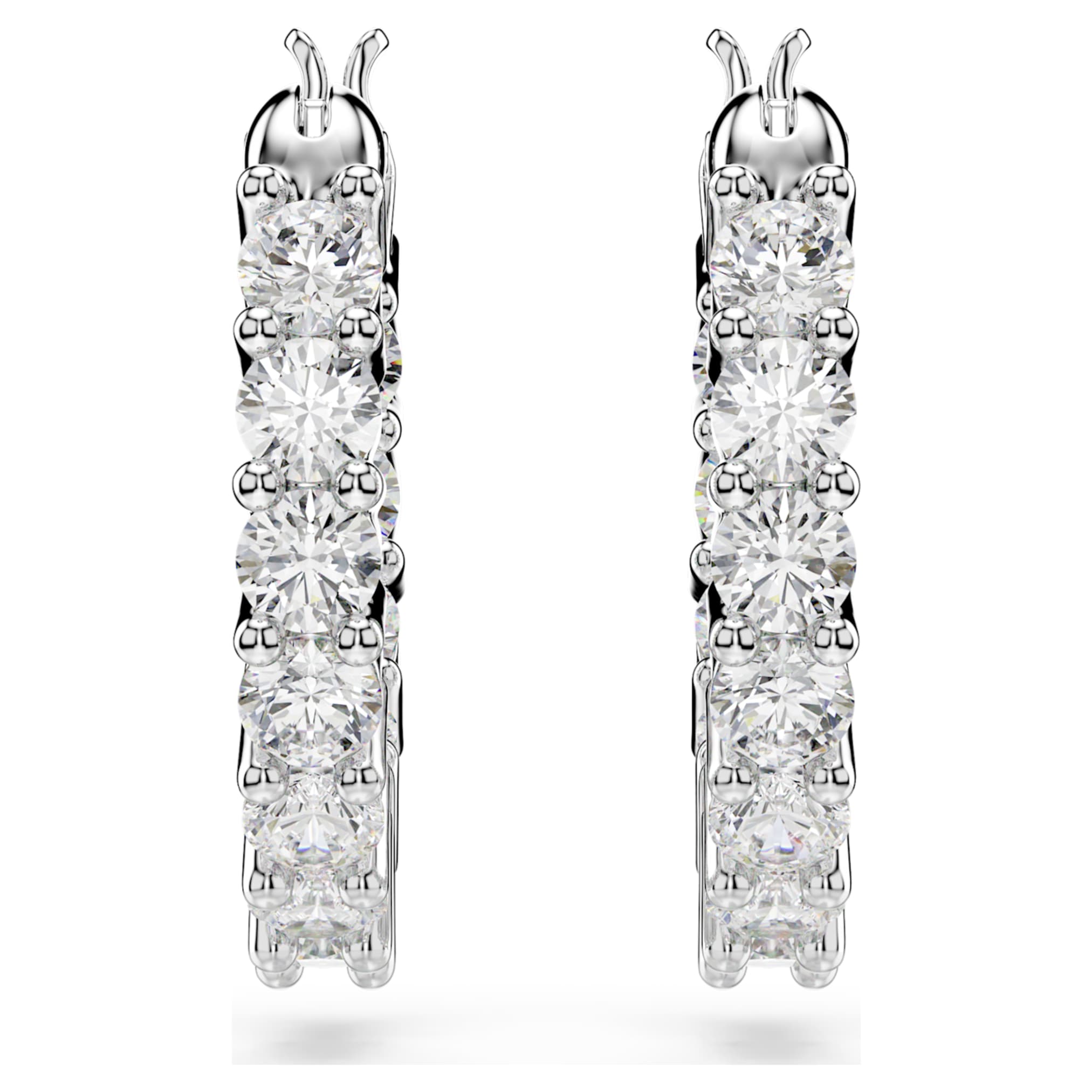 Swarovski Matrix Vittore hoop earrings Round cut, White, Rhodium plated