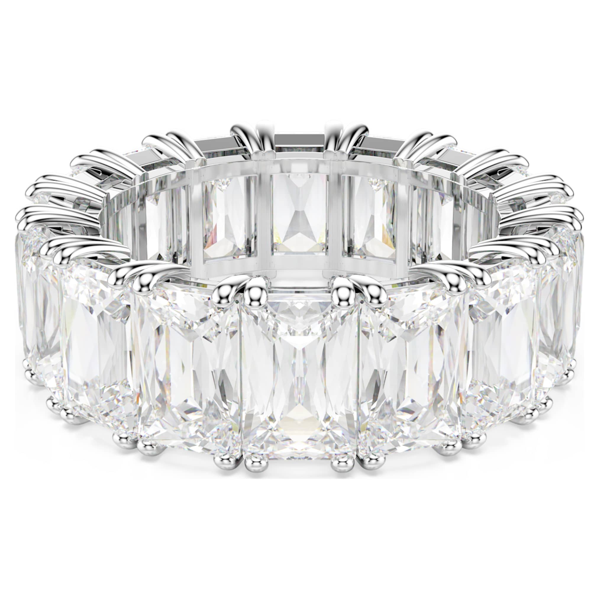 Swarovski Matrix Vittore ring Baguette cut, White, Rhodium plated
