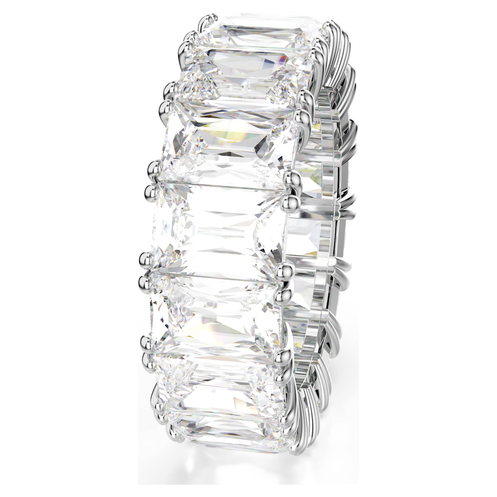 Swarovski Matrix Vittore ring Baguette cut, White, Rhodium plated