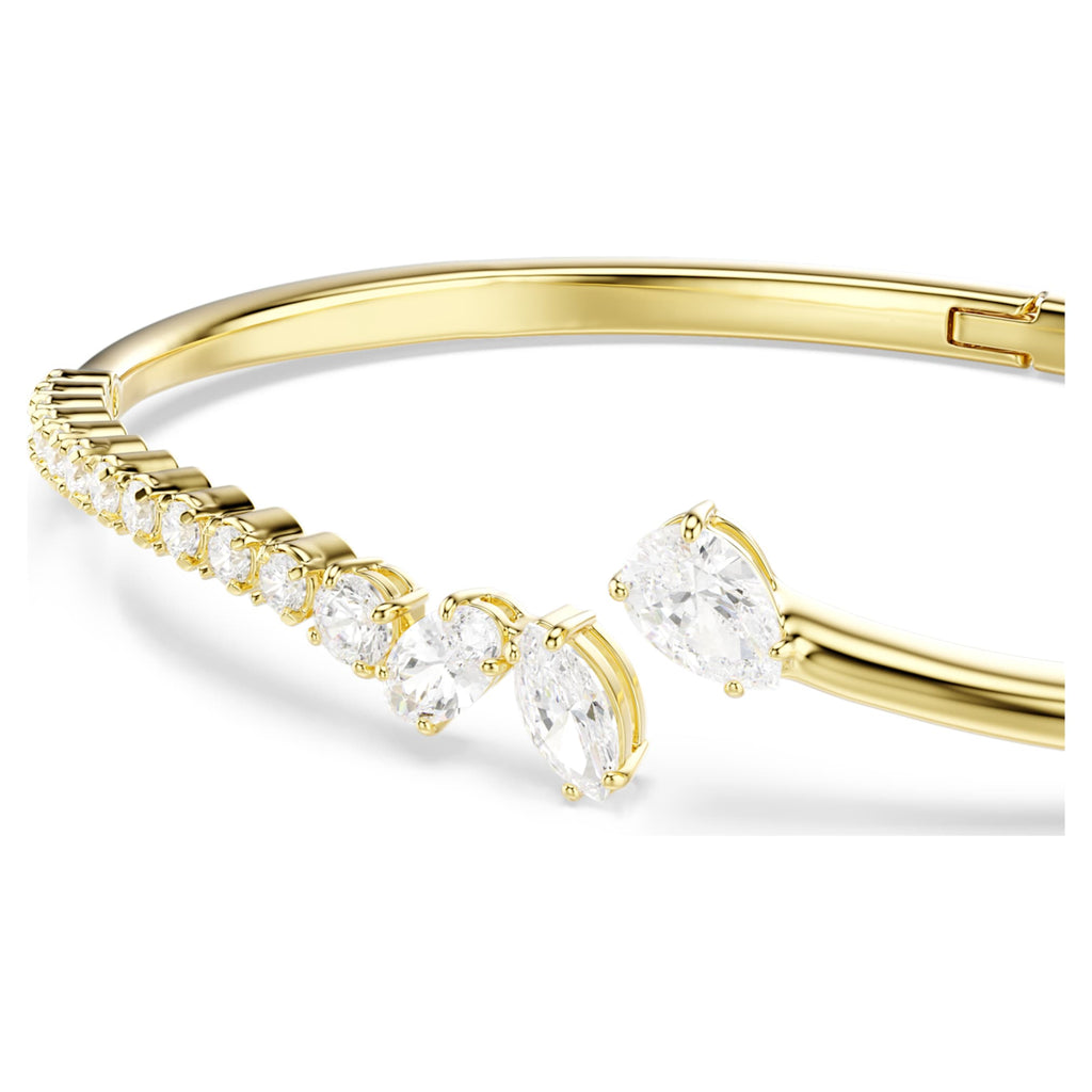 Swarovski Mesmera bangle Mixed cuts, White, 18K gold finish