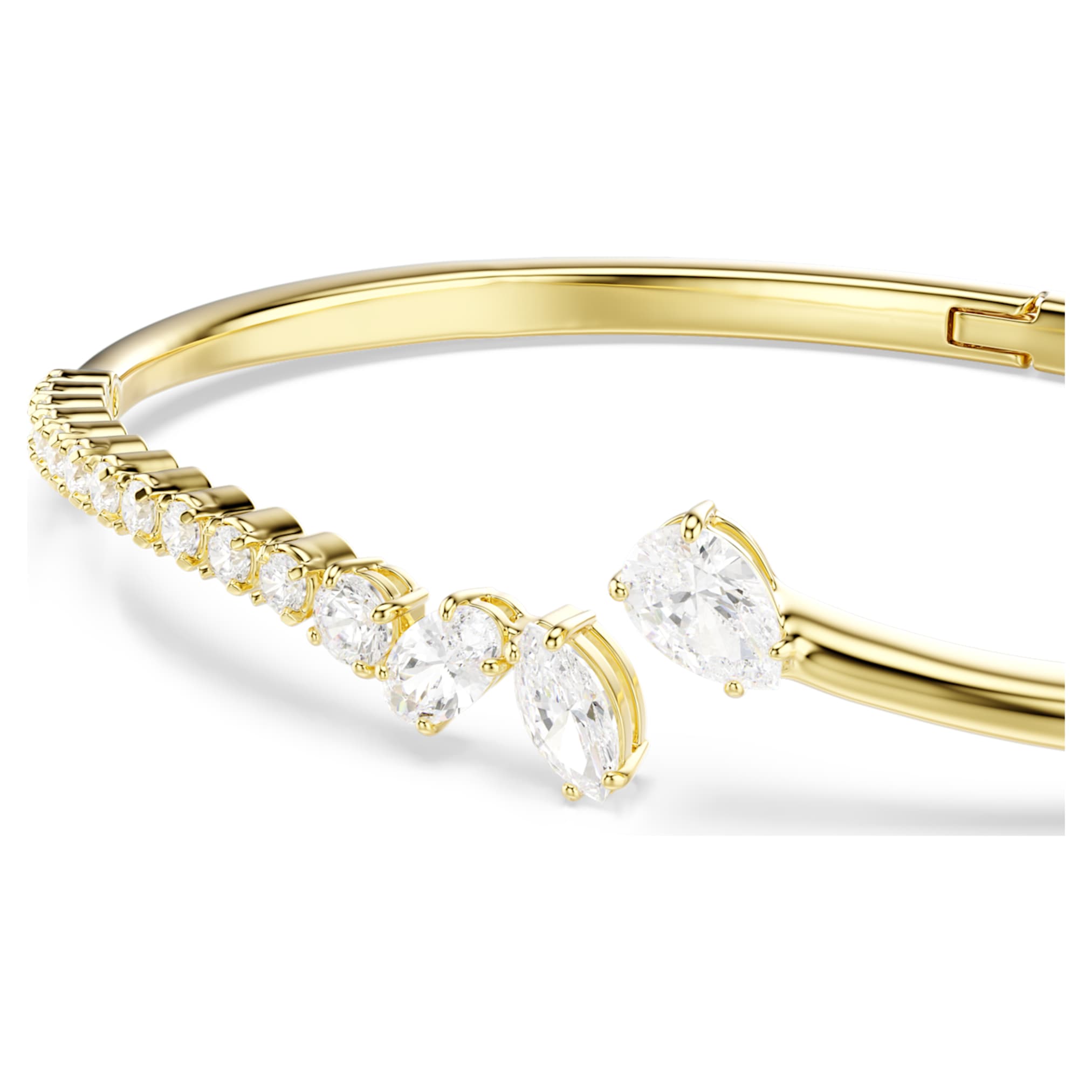 Swarovski Mesmera bangle Mixed cuts, White, 18K gold finish