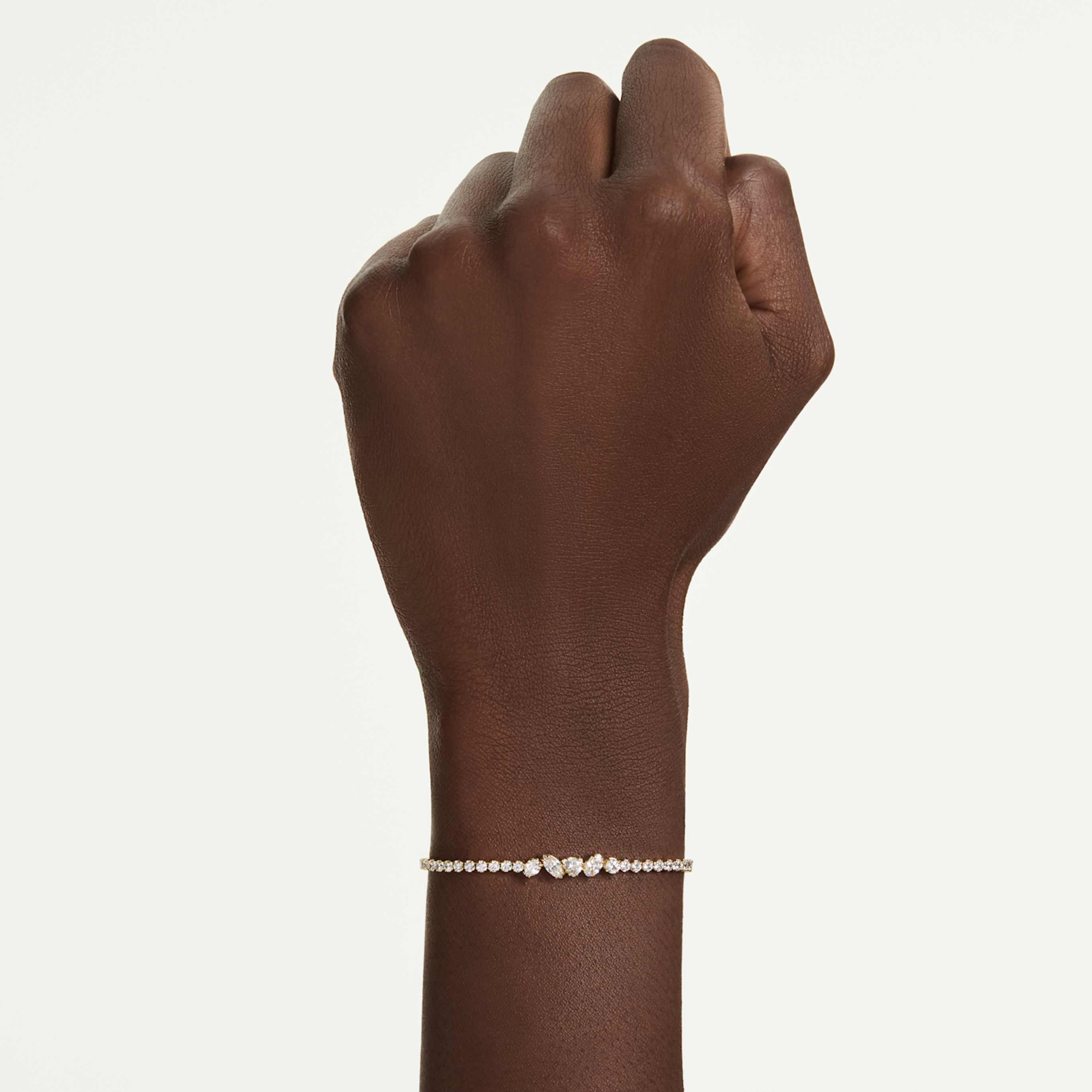 Swarovski Mesmera bracelet Mixed cuts, White, 18K gold finish