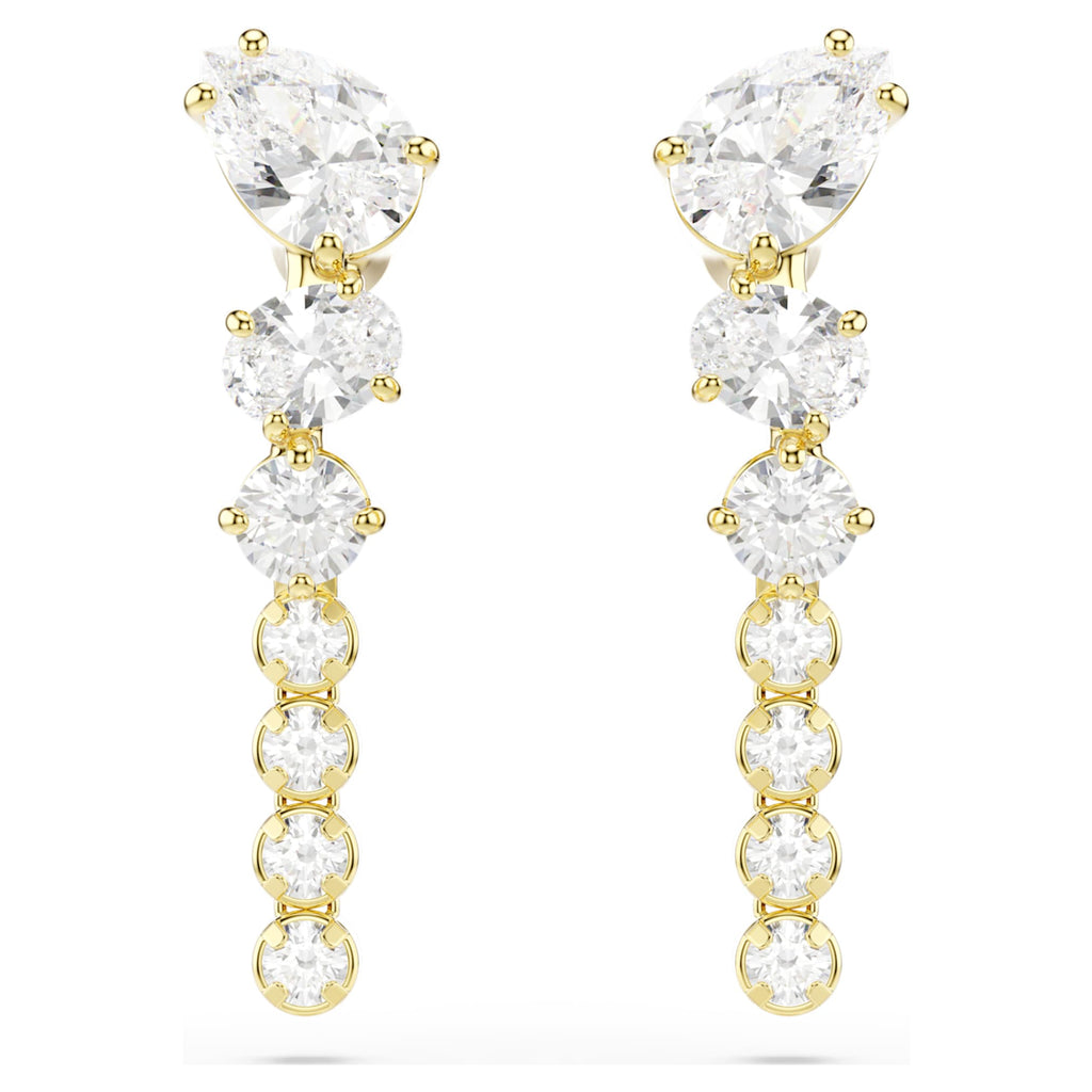 Swarovski Mesmera drop earrings Mixed cuts, White, 18K gold finish