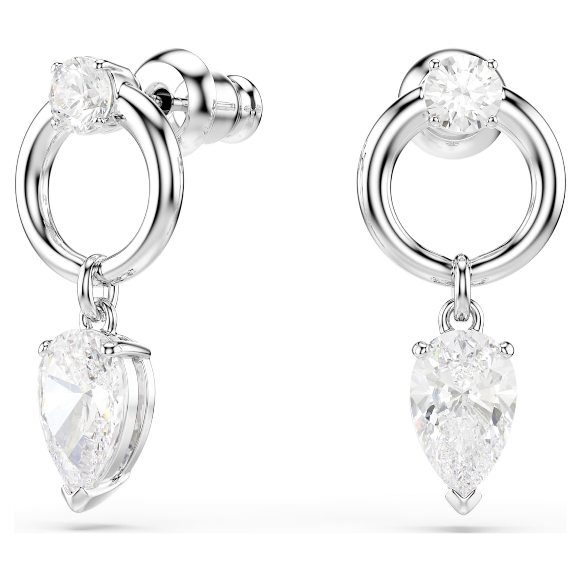 Swarovski Mesmera drop earrings Mixed cuts, White, Rhodium plated