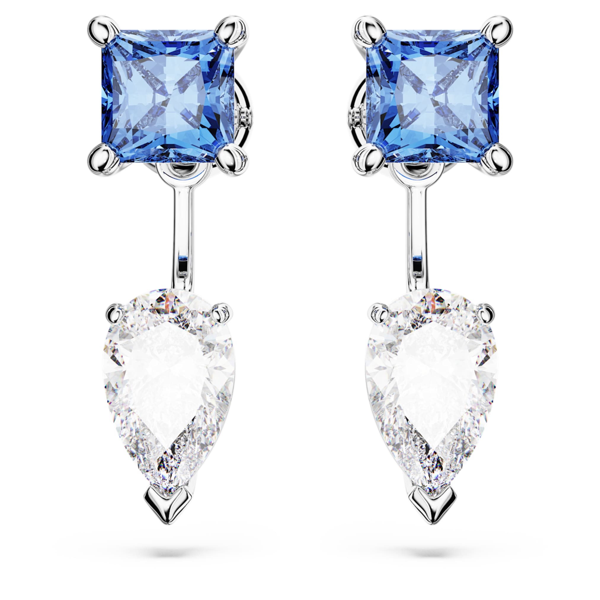 Swarovski Mesmera earring jackets Mixed cuts, Detachable, Blue, Rhodium plated