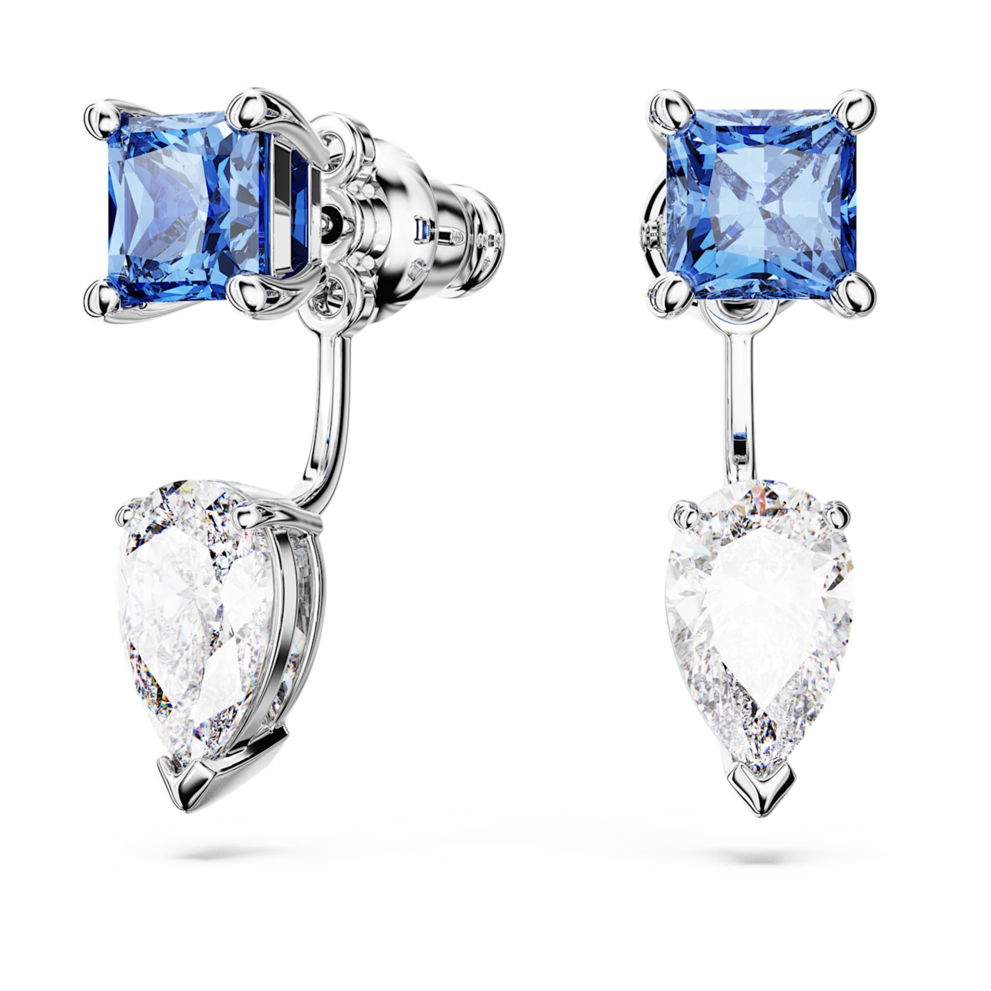 Swarovski Mesmera earring jackets Mixed cuts, Detachable, Blue, Rhodium plated