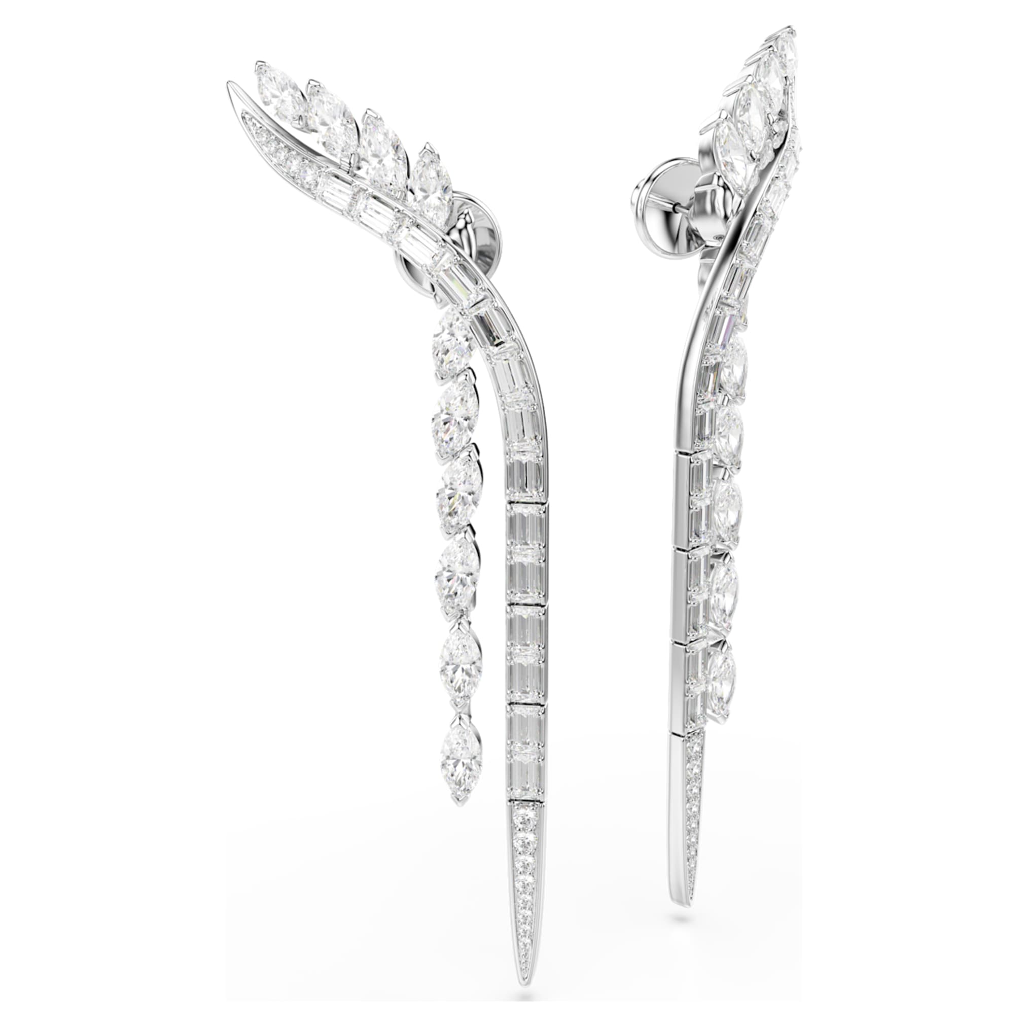 Swarovski Mesmera earrings Mixed cuts, White, Rhodium plated
