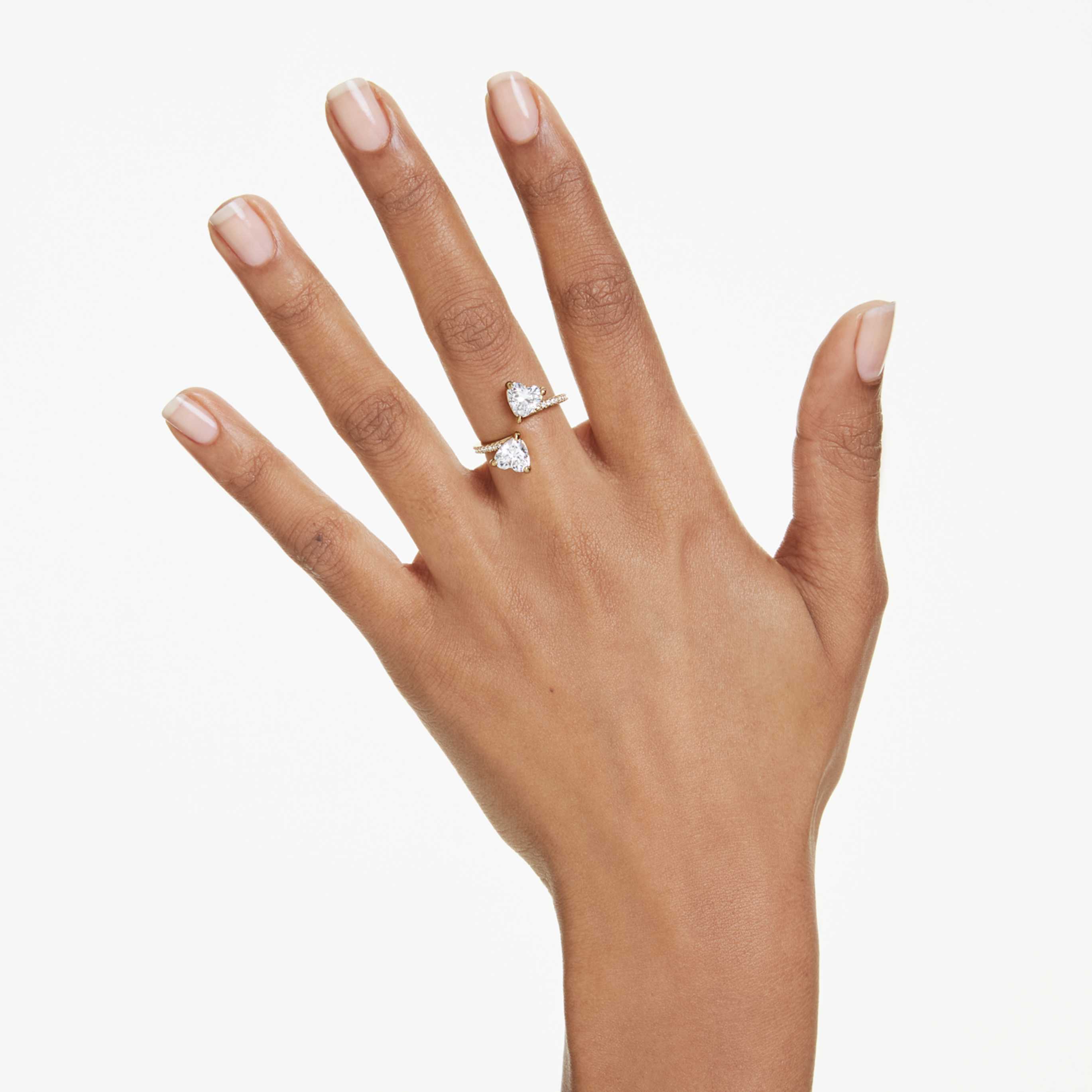 Swarovski Mesmera open ring Heart cut, Pavé, White, Rhodium plated