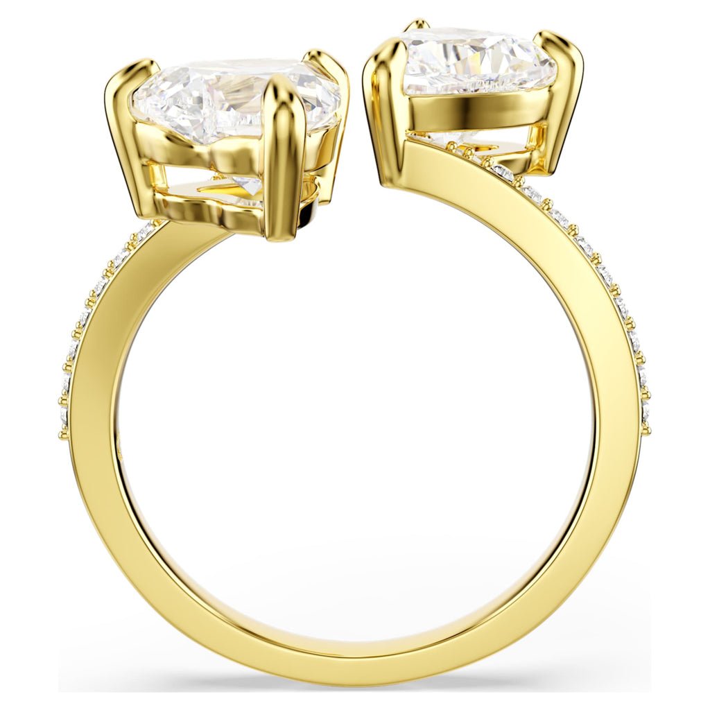Swarovski Mesmera open ring Heart cut, Pavé, White, 18K gold finish