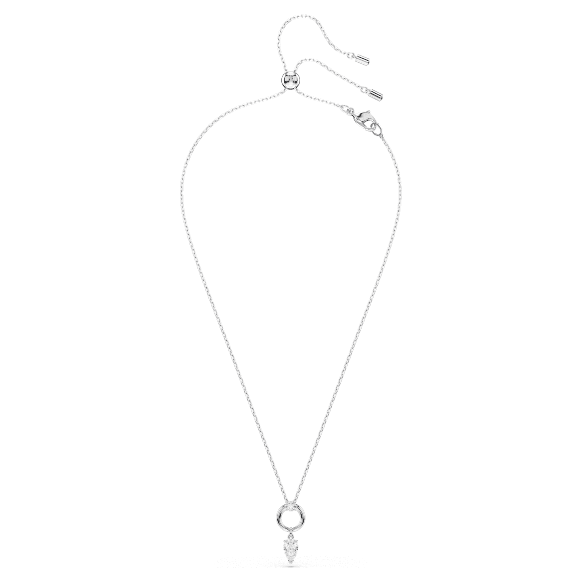 Swarovski Mesmera pendant Pear cut, White, Rhodium plated