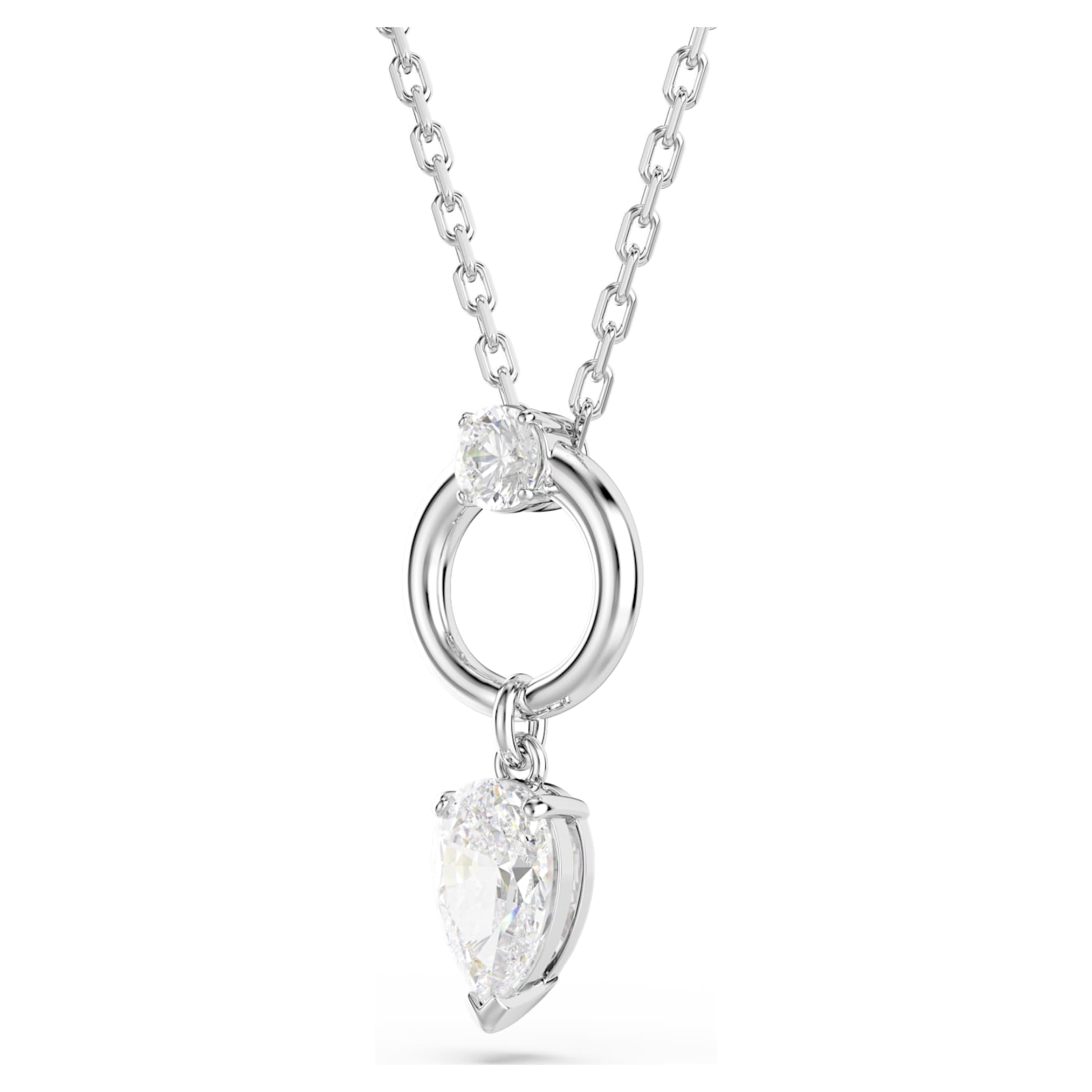 Swarovski Mesmera pendant Pear cut, White, Rhodium plated