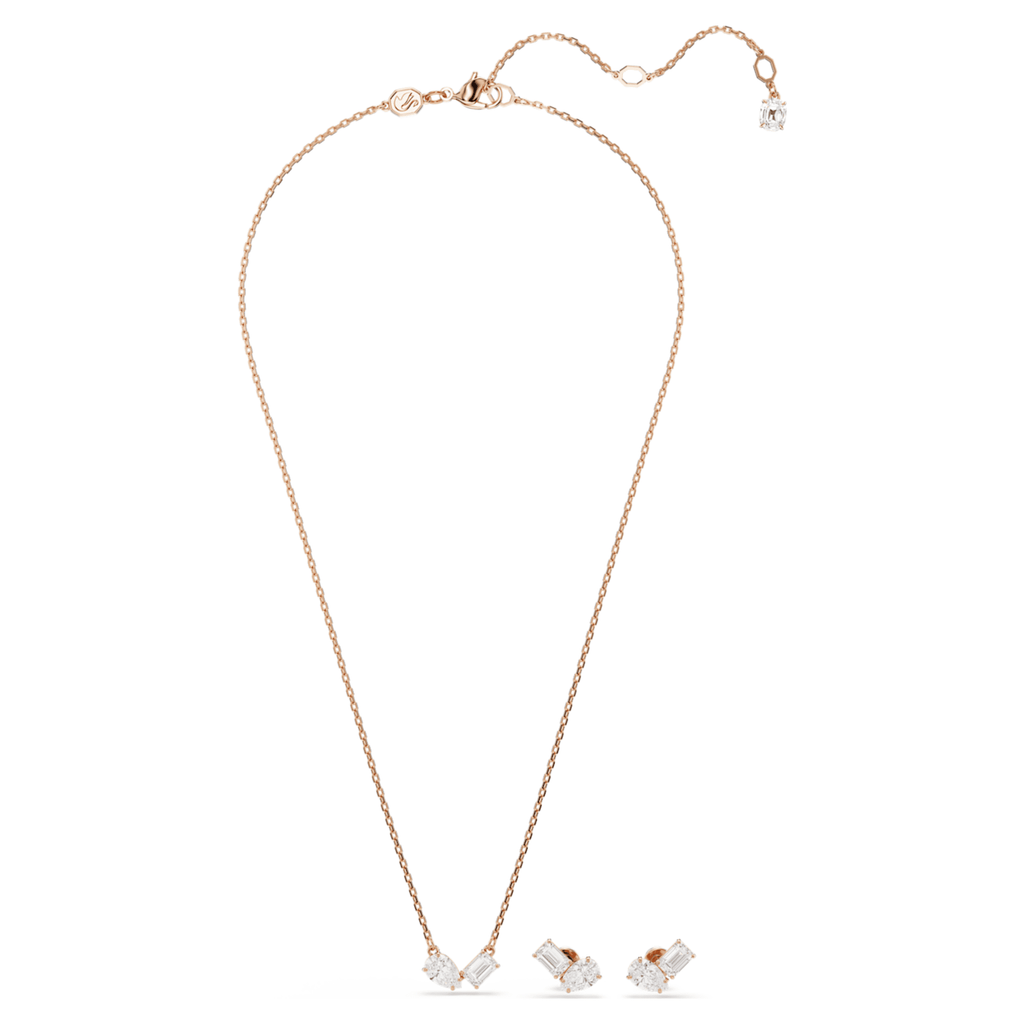 Swarovski Mesmera set Pear cut, Octagon cut, White, 18K rose gold finish