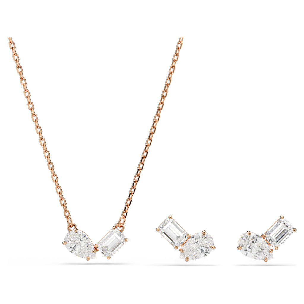 Swarovski Mesmera set Pear cut, Octagon cut, White, 18K rose gold finish