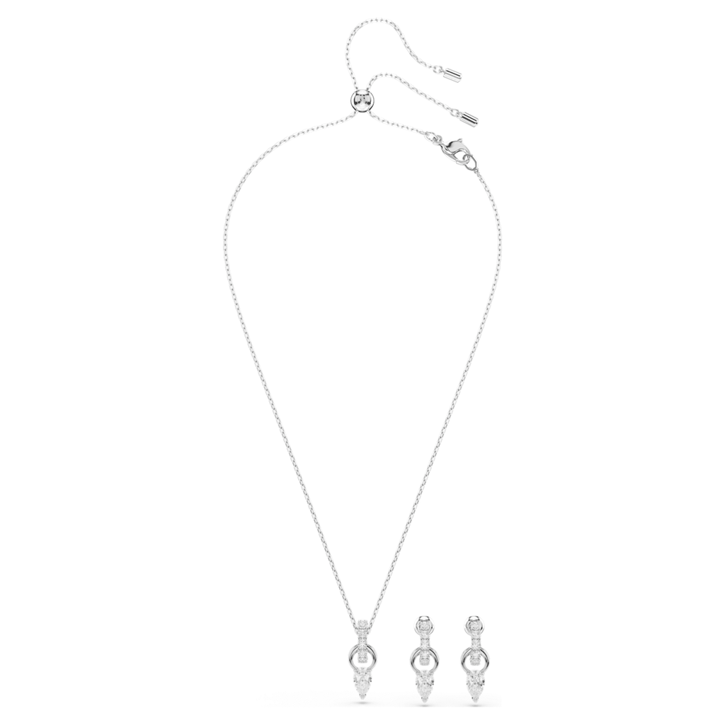 Swarovski Mesmera set Pear cut, Round cut, White, Rhodium plated