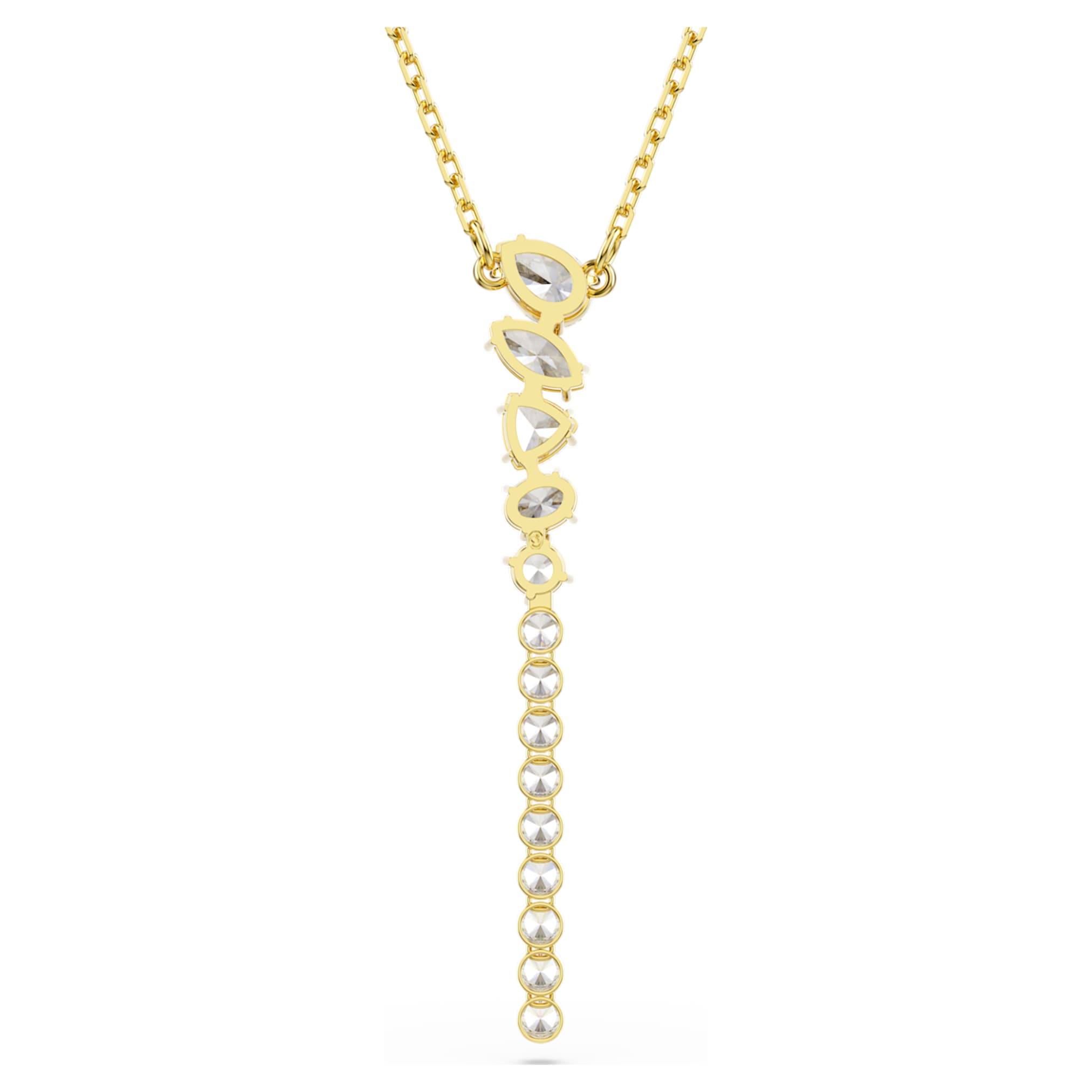 Swarovski Mesmera Y necklace Mixed cuts, White, 18K gold finish