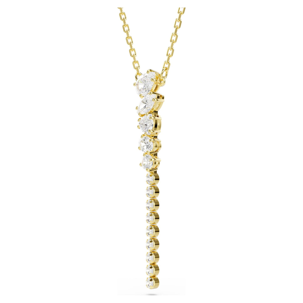 Swarovski Mesmera Y necklace Mixed cuts, White, 18K gold finish