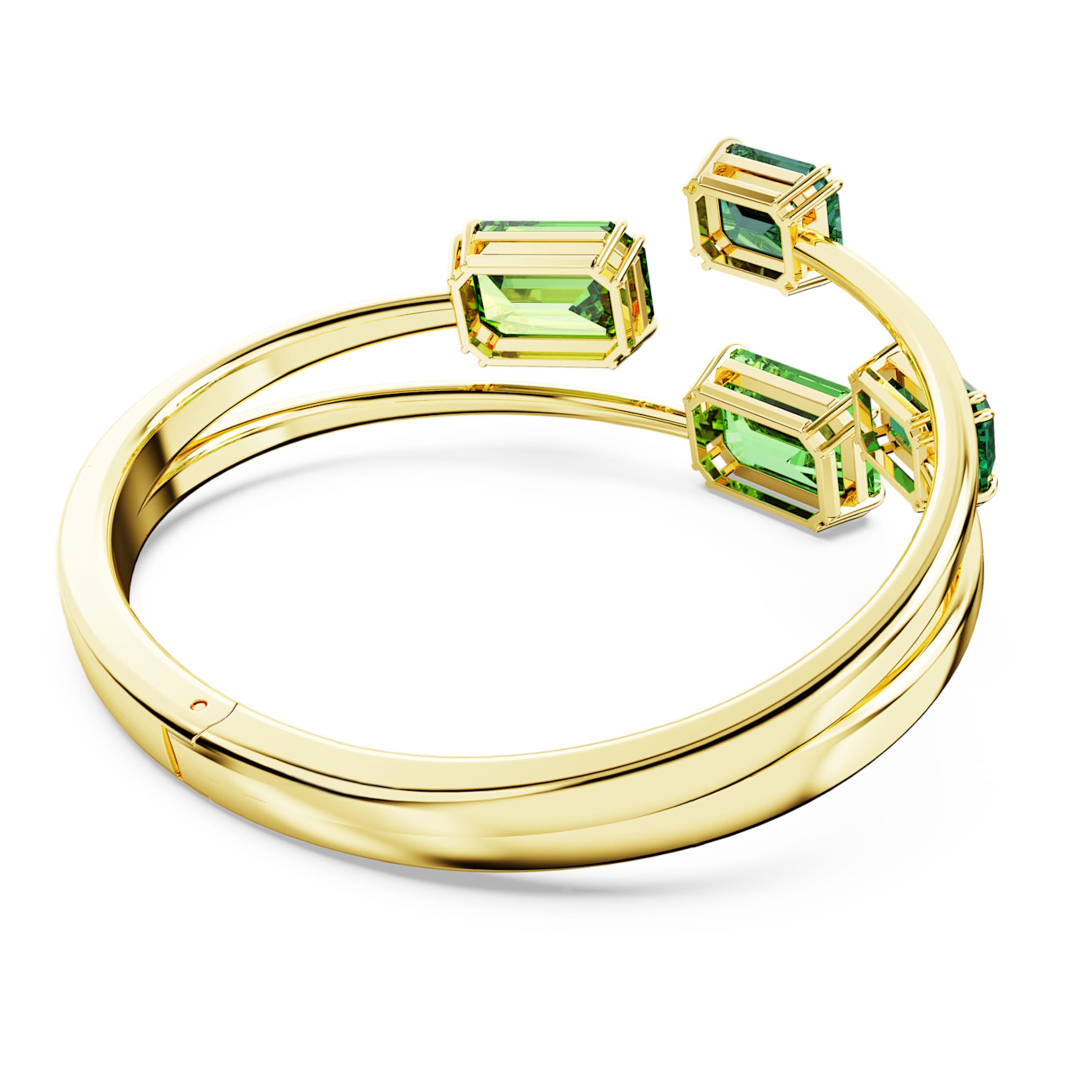 Swarovski Millenia bangle Octagon cut, Green, 18K gold finish