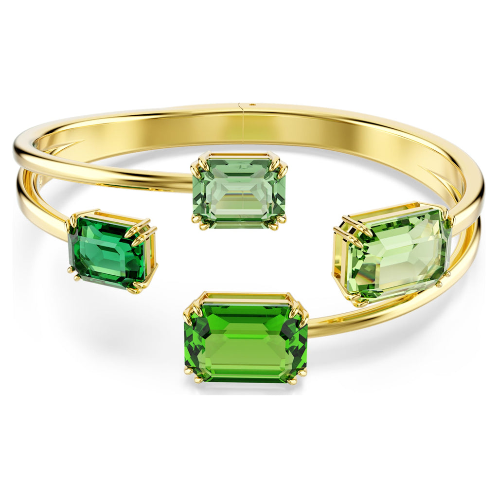 Swarovski Millenia bangle Octagon cut, Green, 18K gold finish